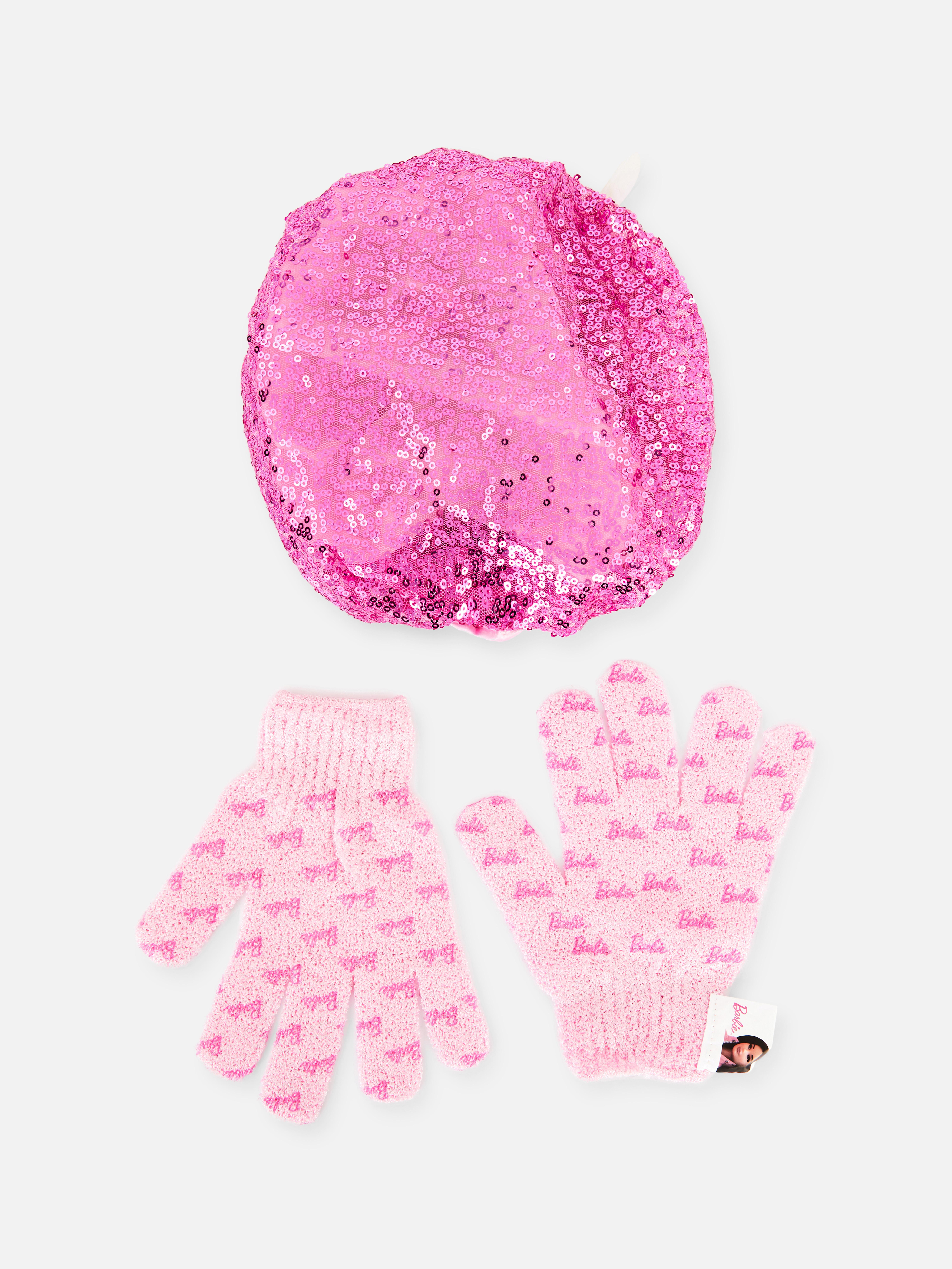 Barbie Shower Cap and Exfoliating Mitts