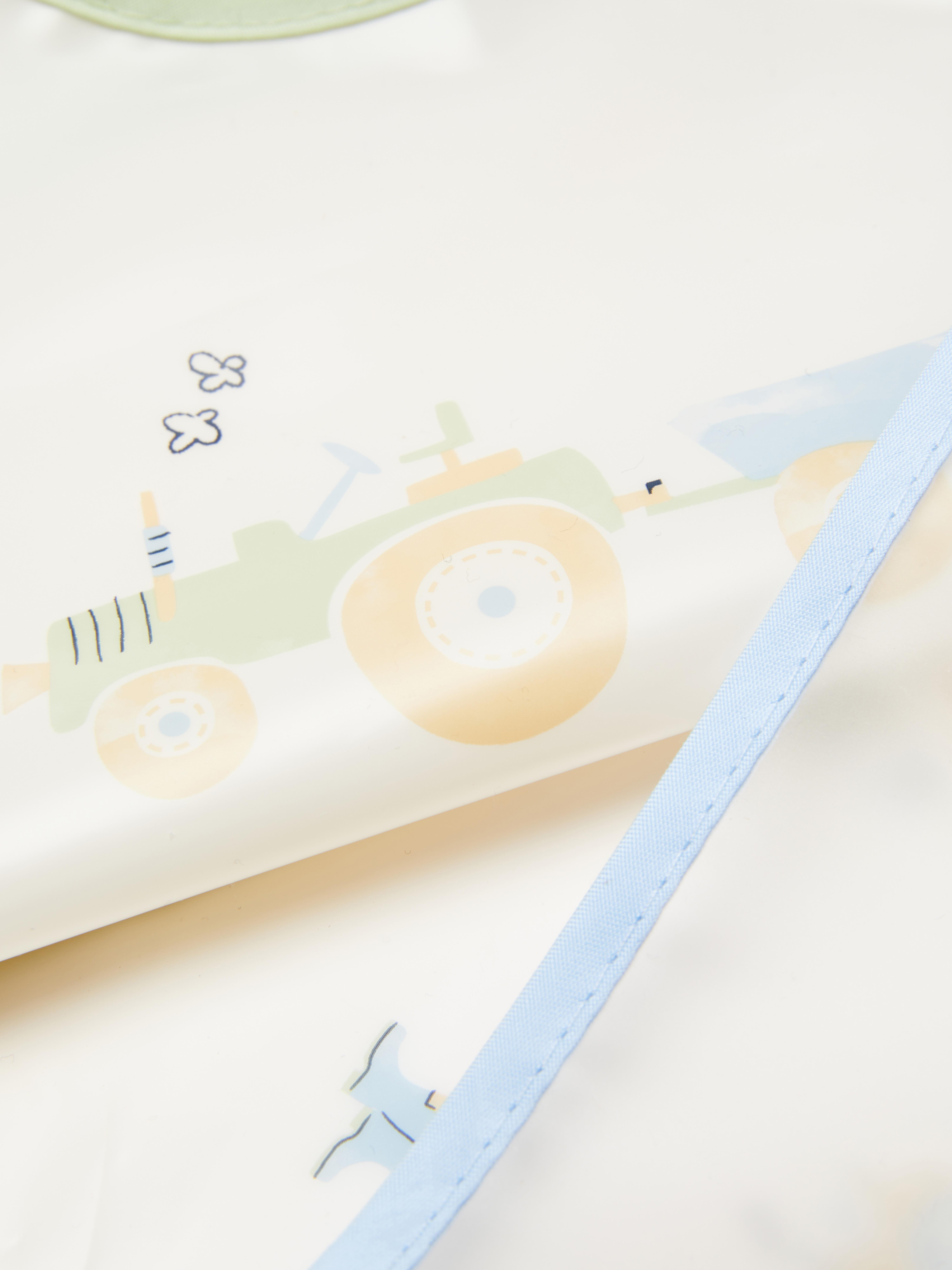2pk Farm Print Easy Wipe Bibs