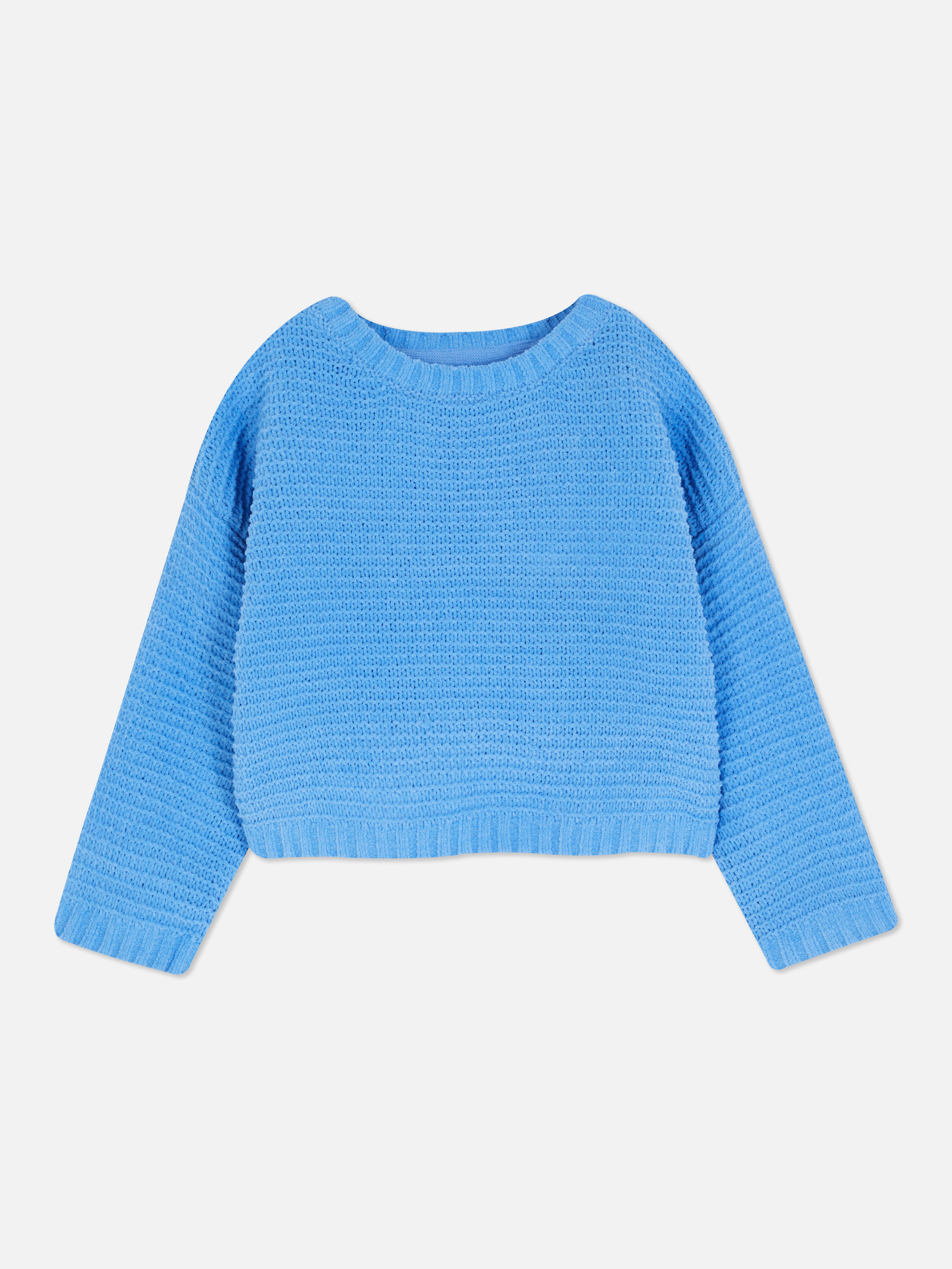 Knitted Chenille Jumper Blue