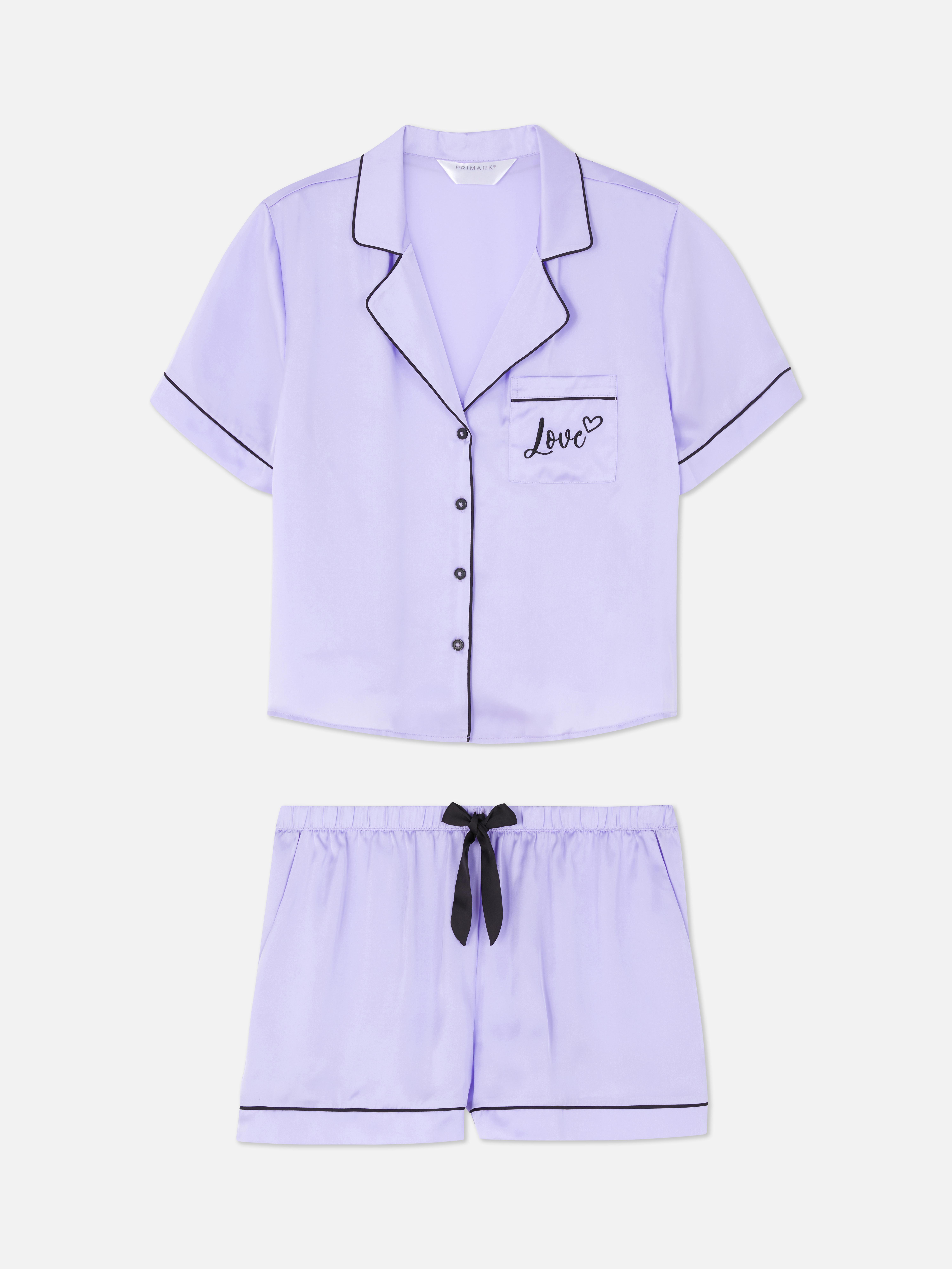 Piped Trim Shirt and Shorts Pyjama Set