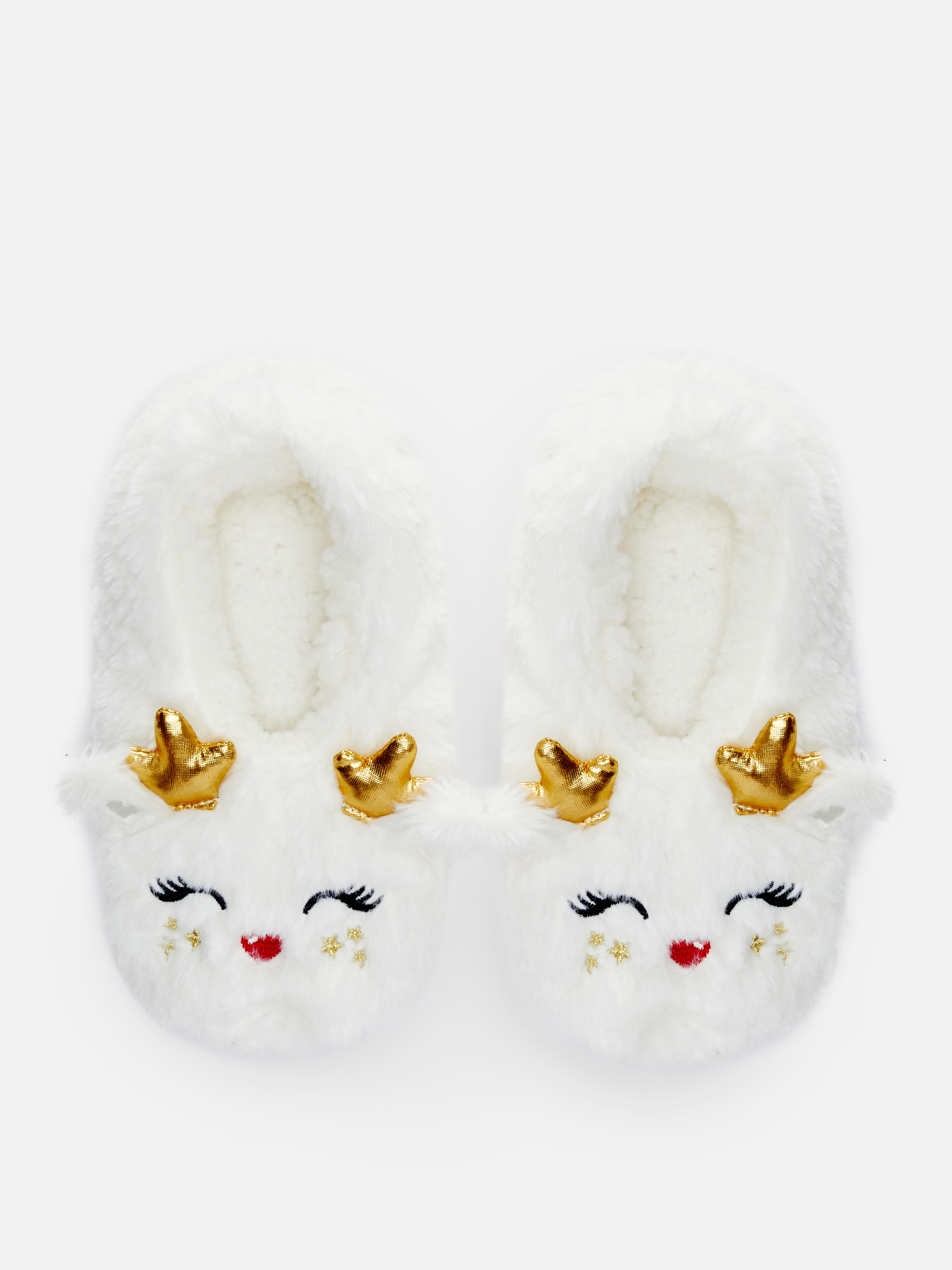Fluffy Reindeer Slippers