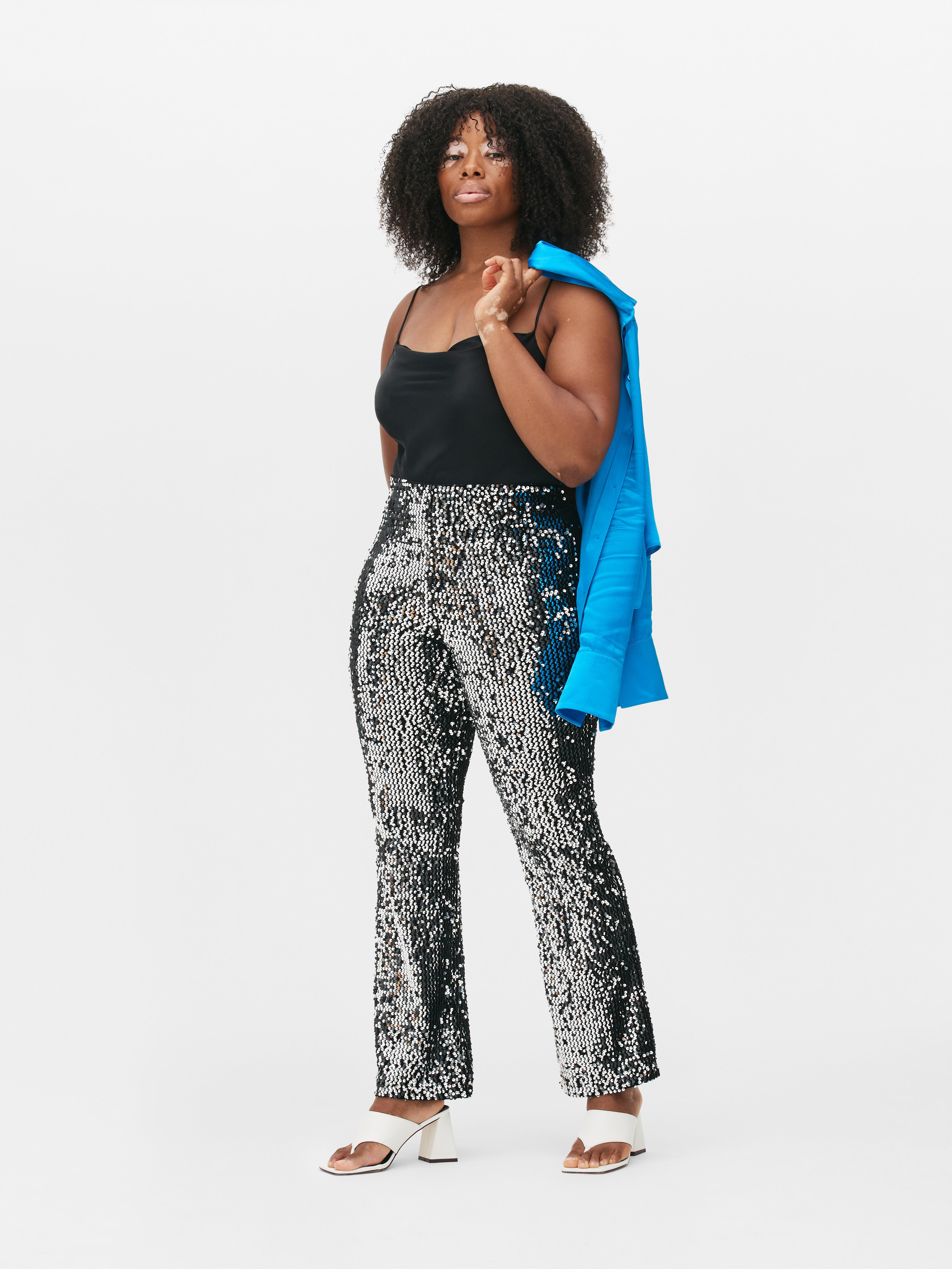 flared sequin trousers