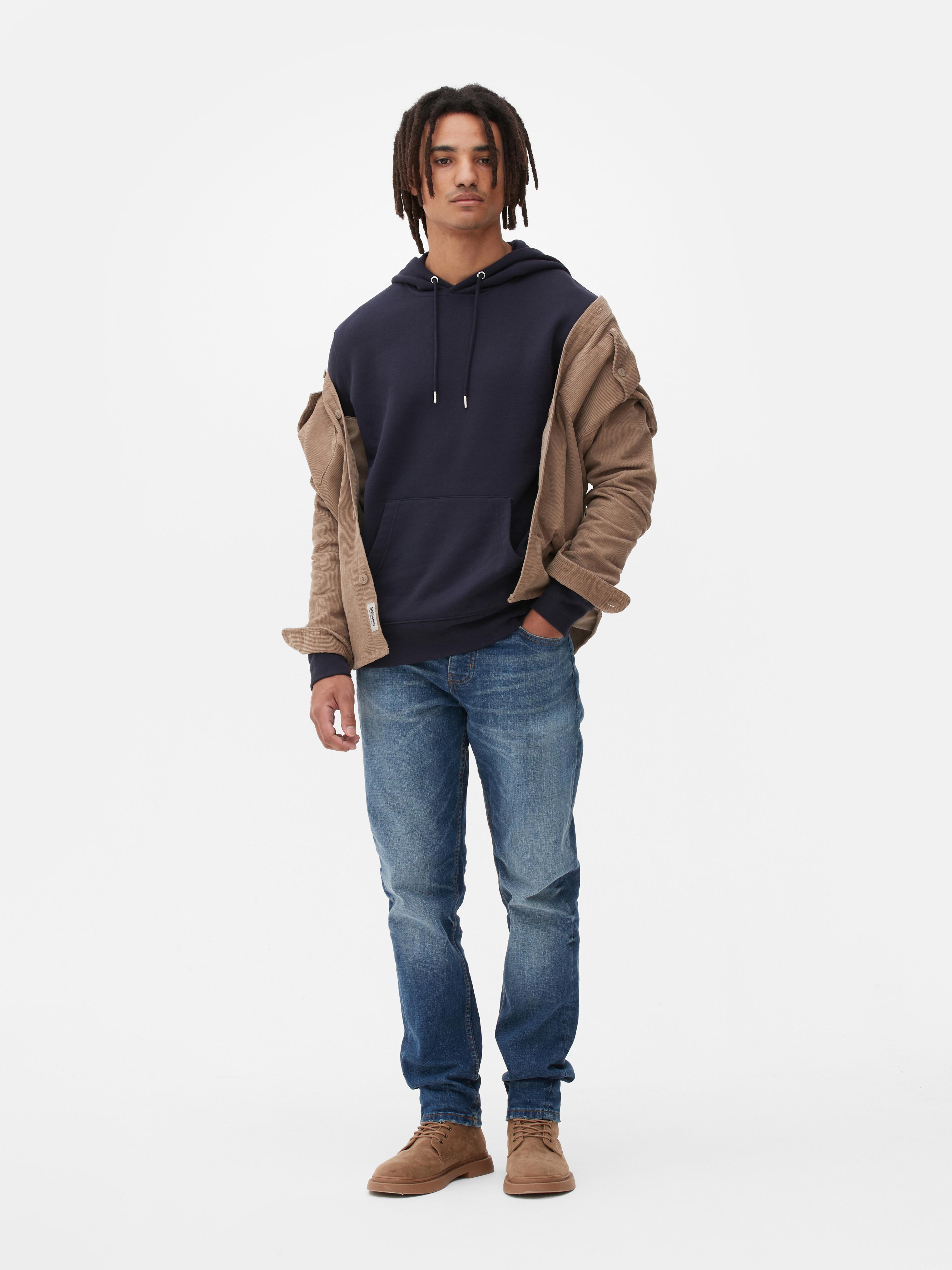 Sweat long pull deux grande poche cargo uni avec capuche cordon ref 23-330