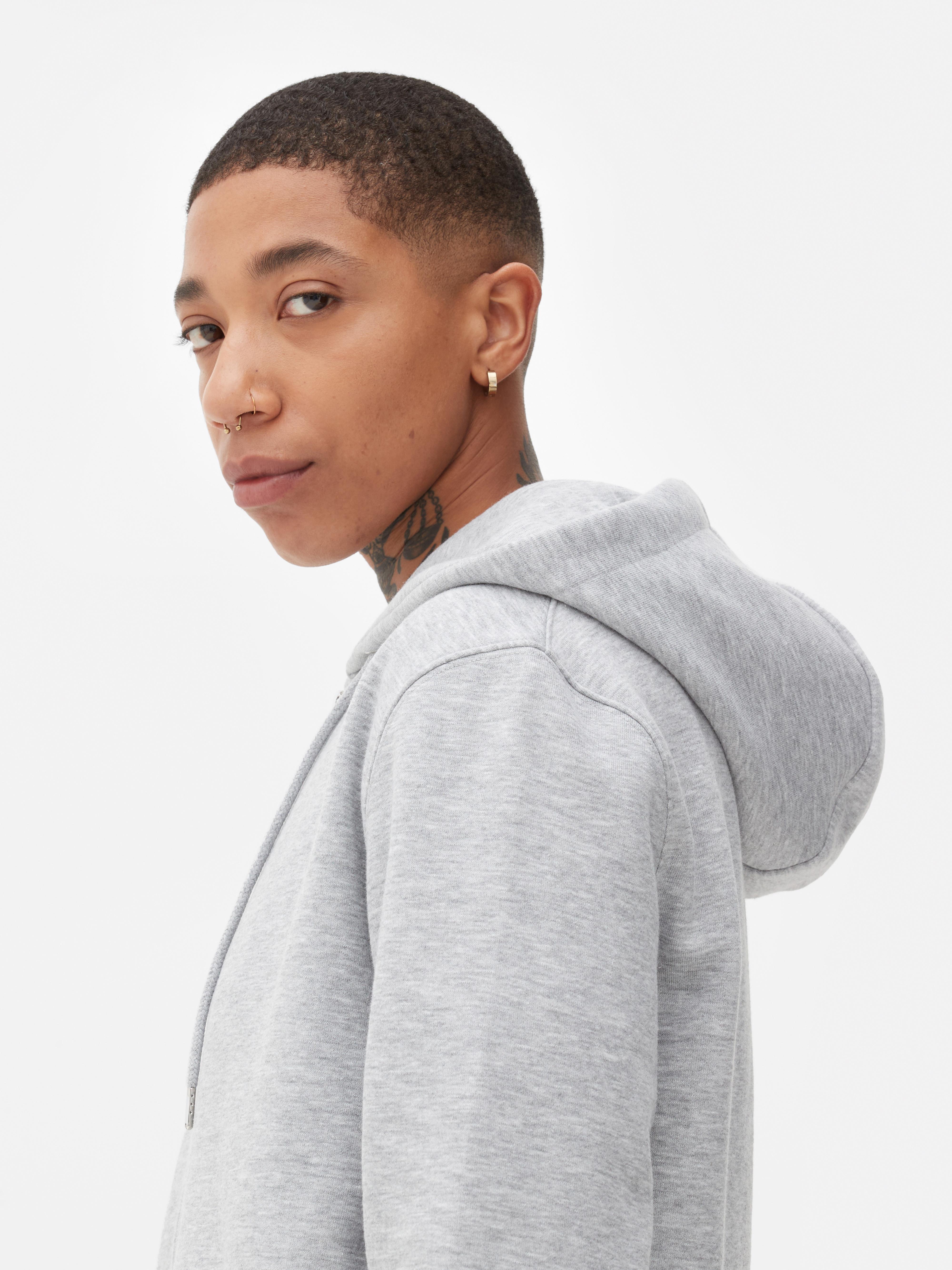 Mens Grey Zip-up Essential Hoodie | Primark