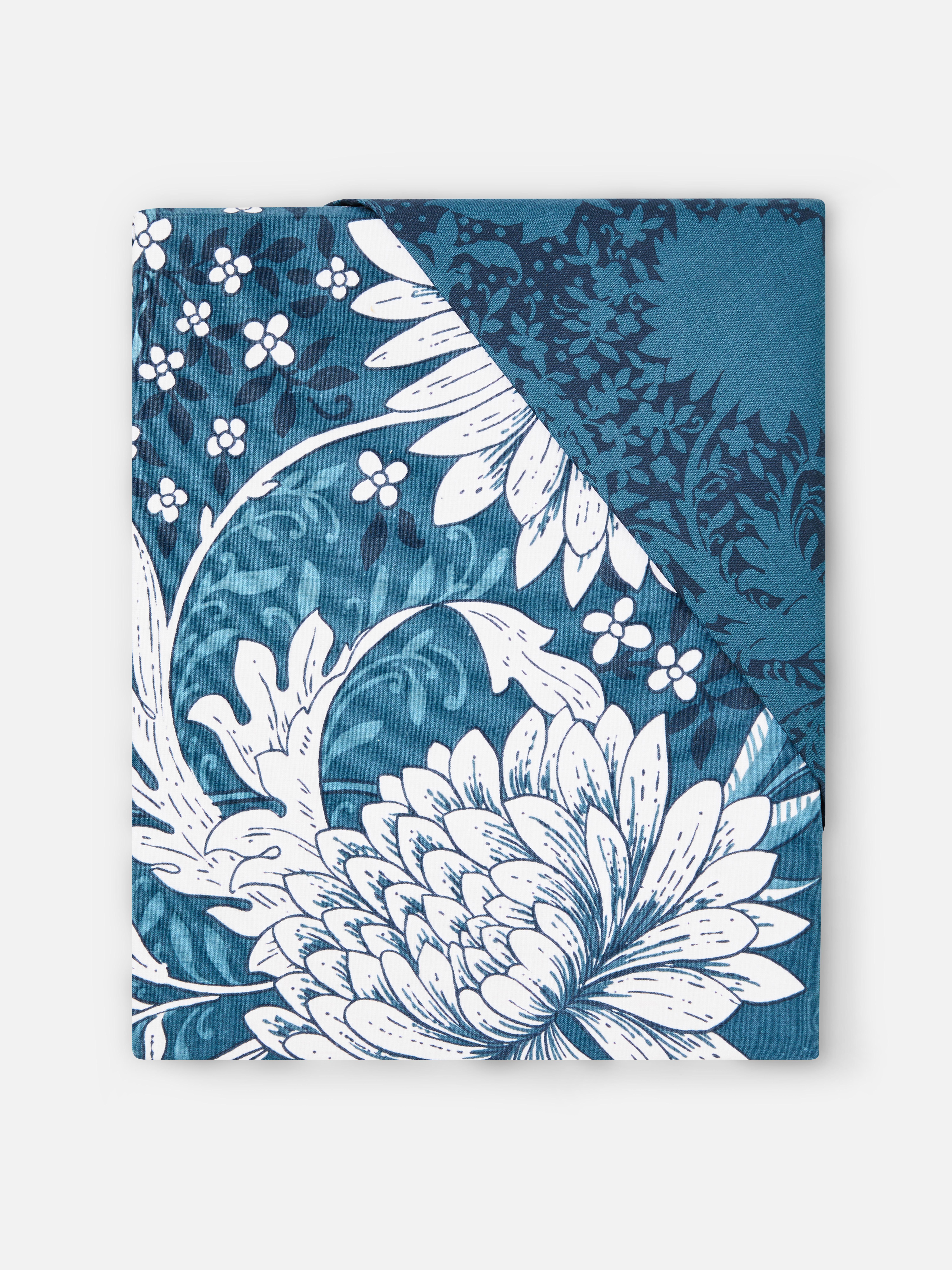 Blue Floral Print Double Duvet Set