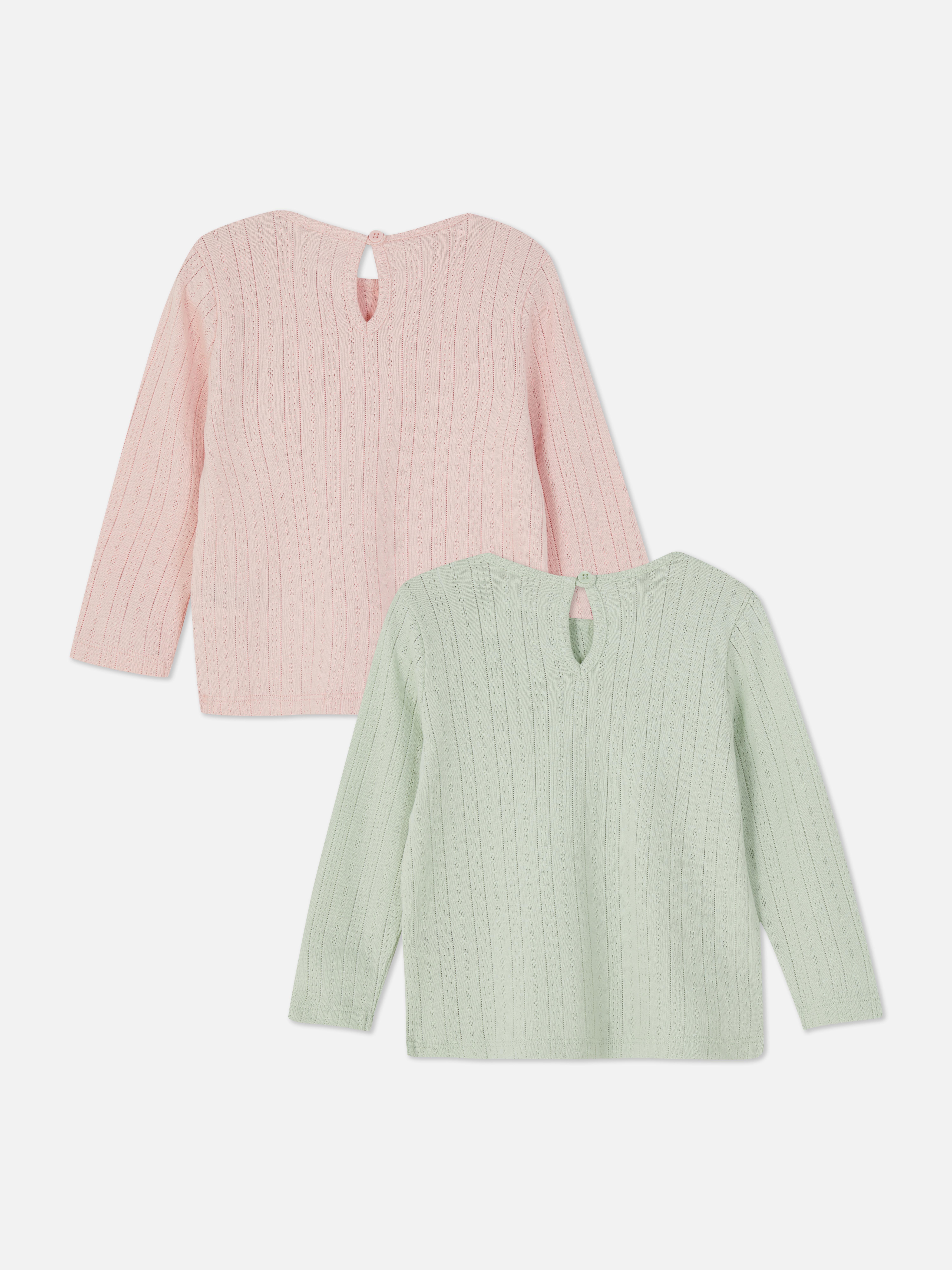 2pk Frill Collar Pointelle Tops