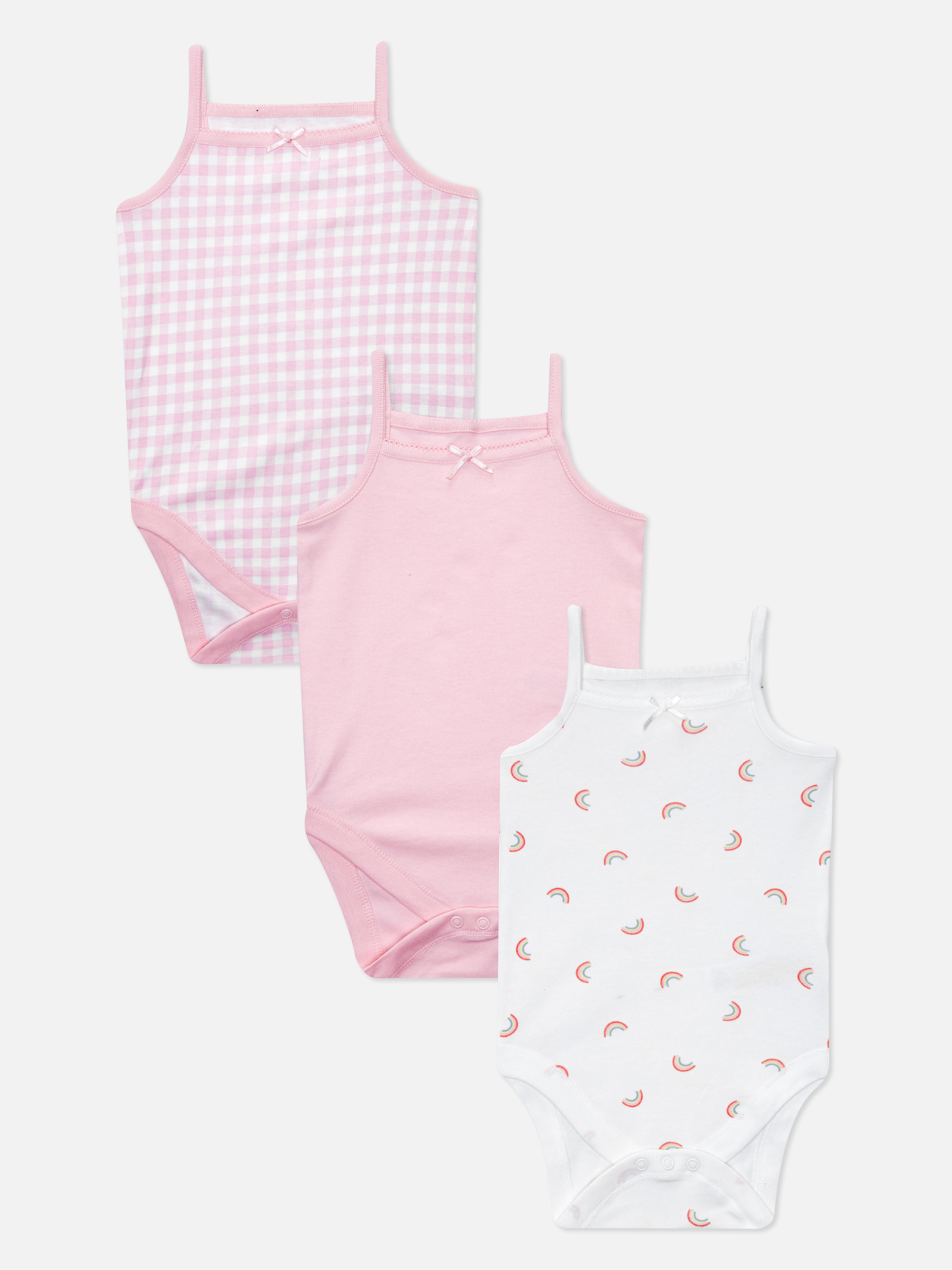 3pk Mixed Spaghetti Strap Bodysuits