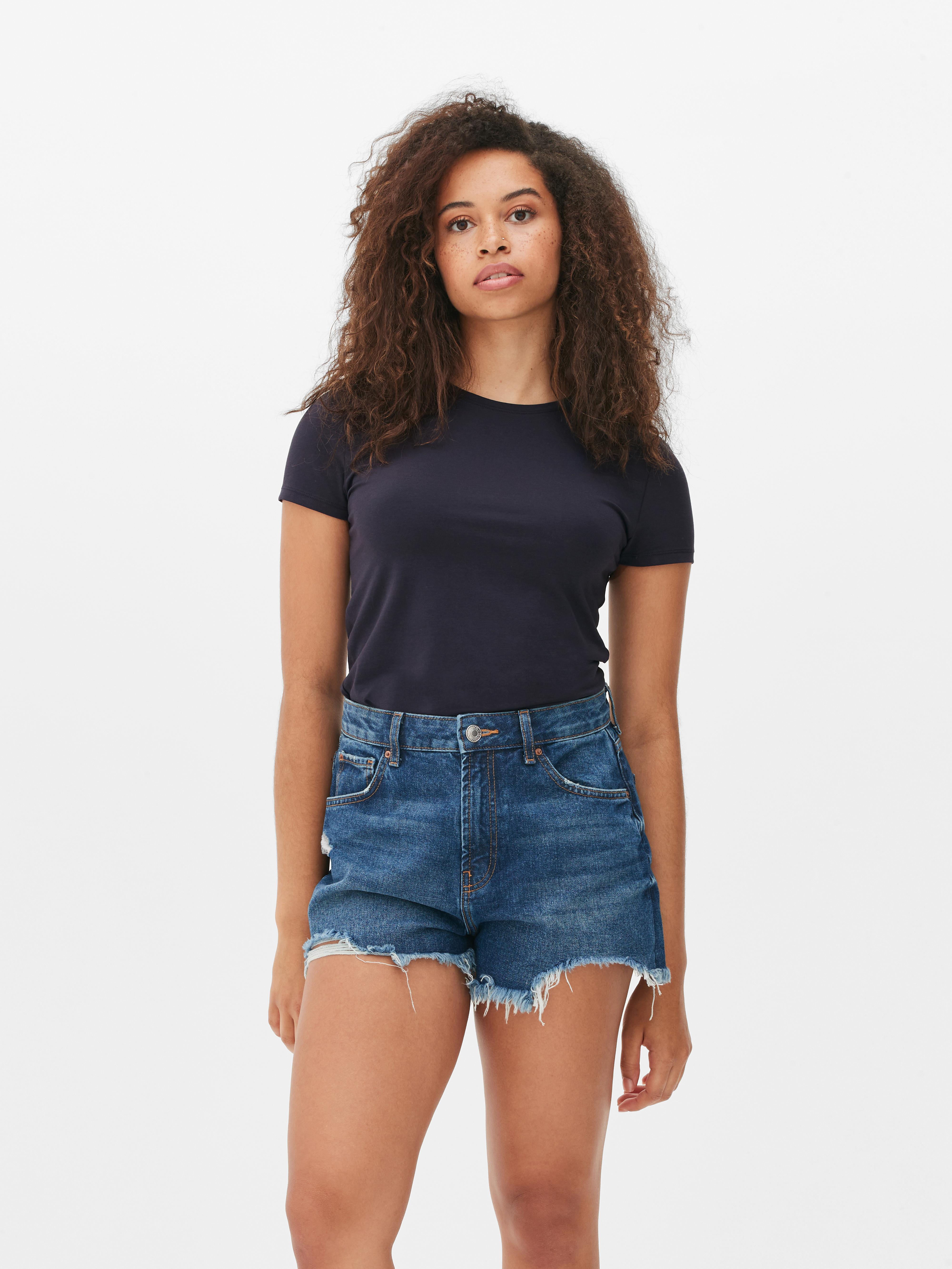 Womens Navy Stretch Crew T-shirt | Primark