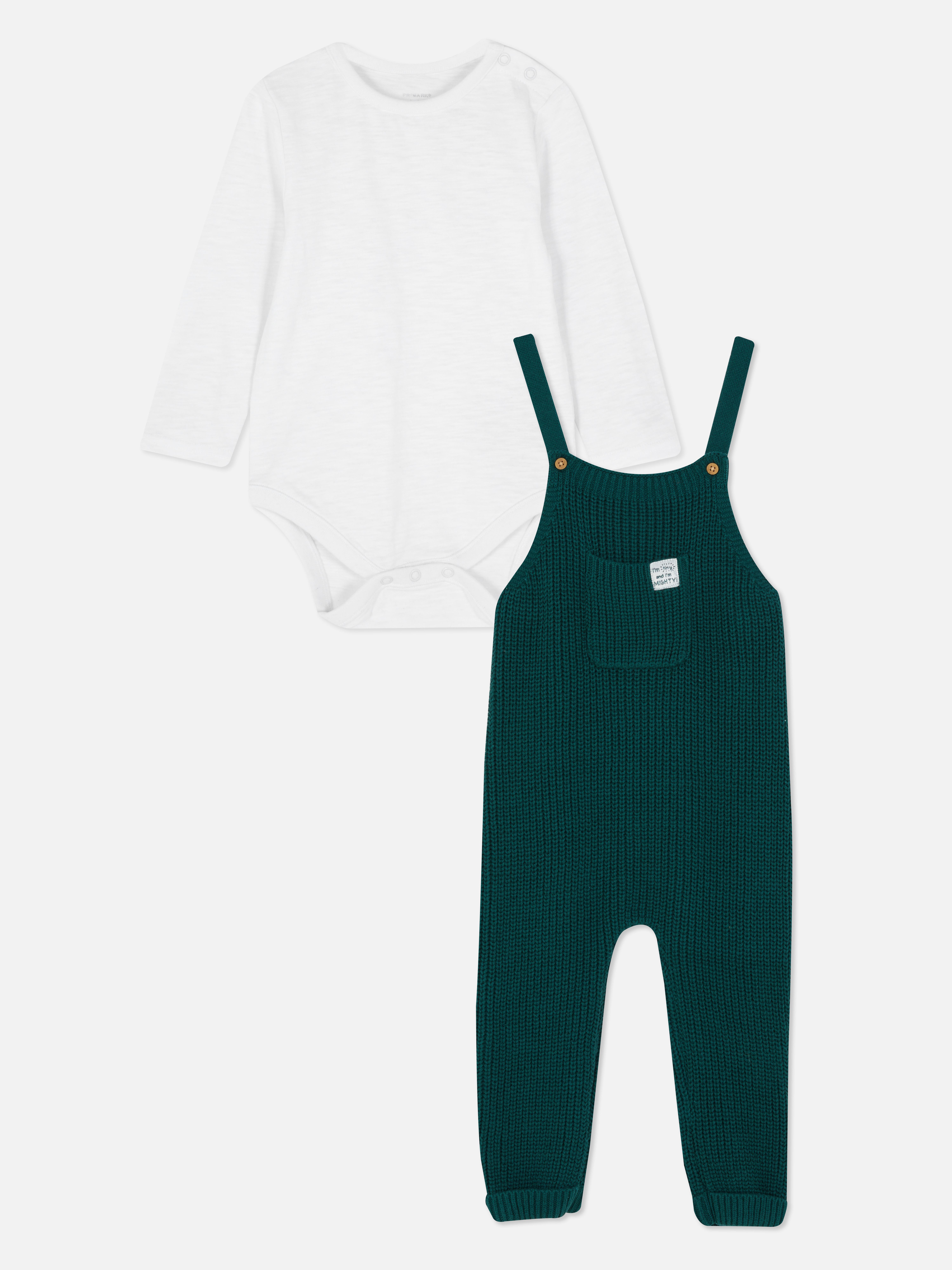 Knitted Bodysuit and Dungarees Set