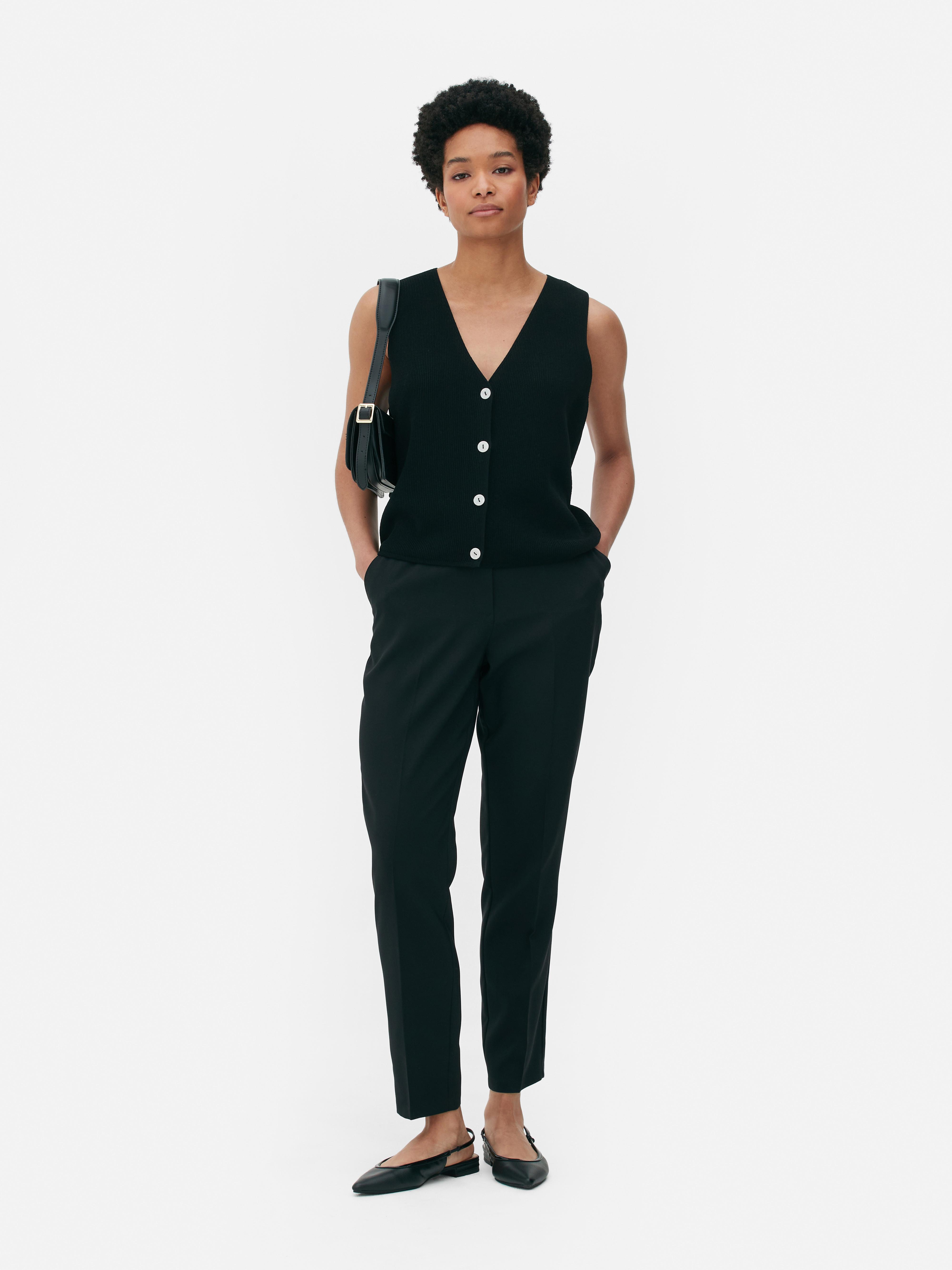 Womens Black Tailored Slim Trousers