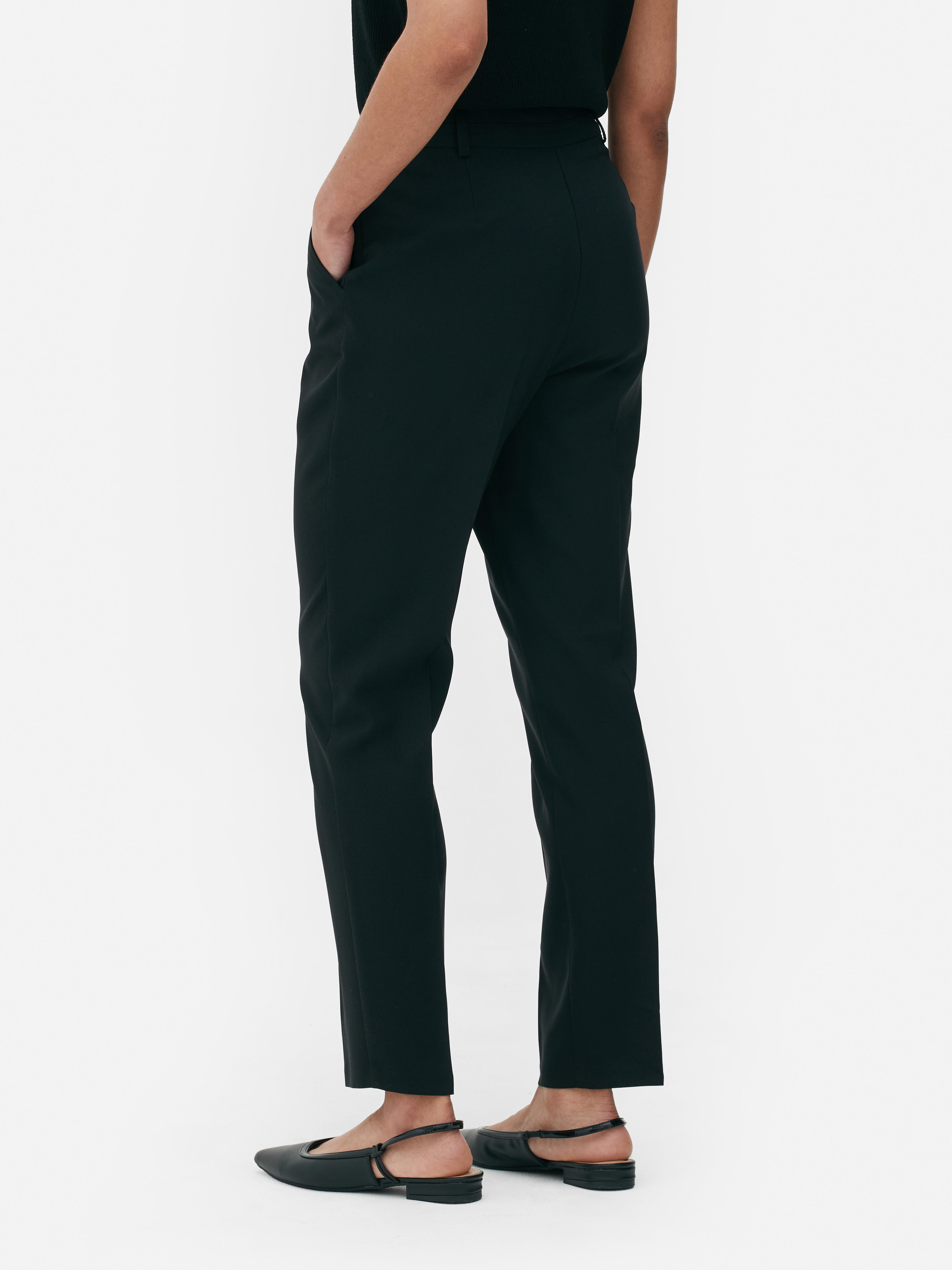 High waisted slim 2024 fit black trousers