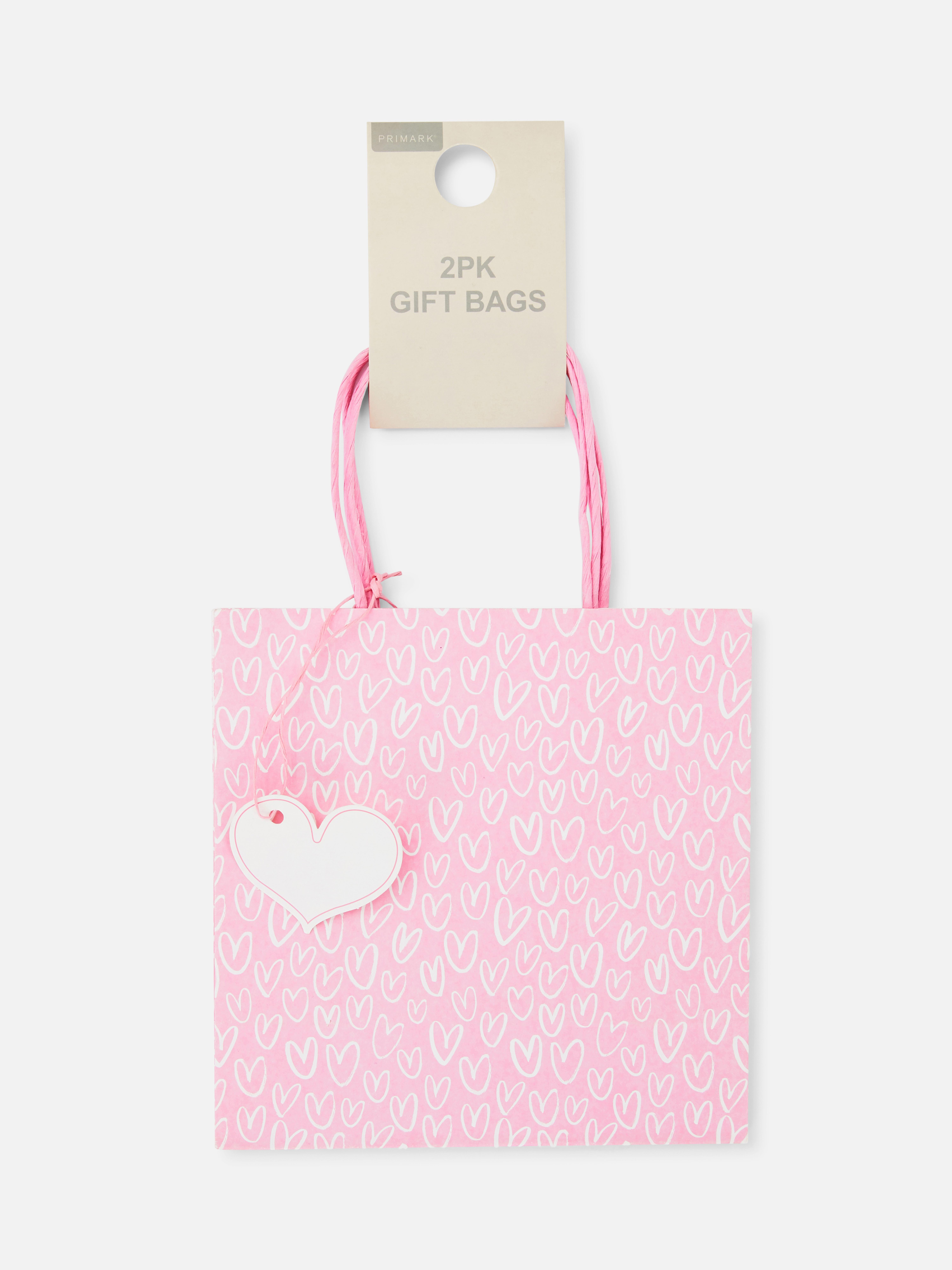 2pk Heart Print Gift Bags