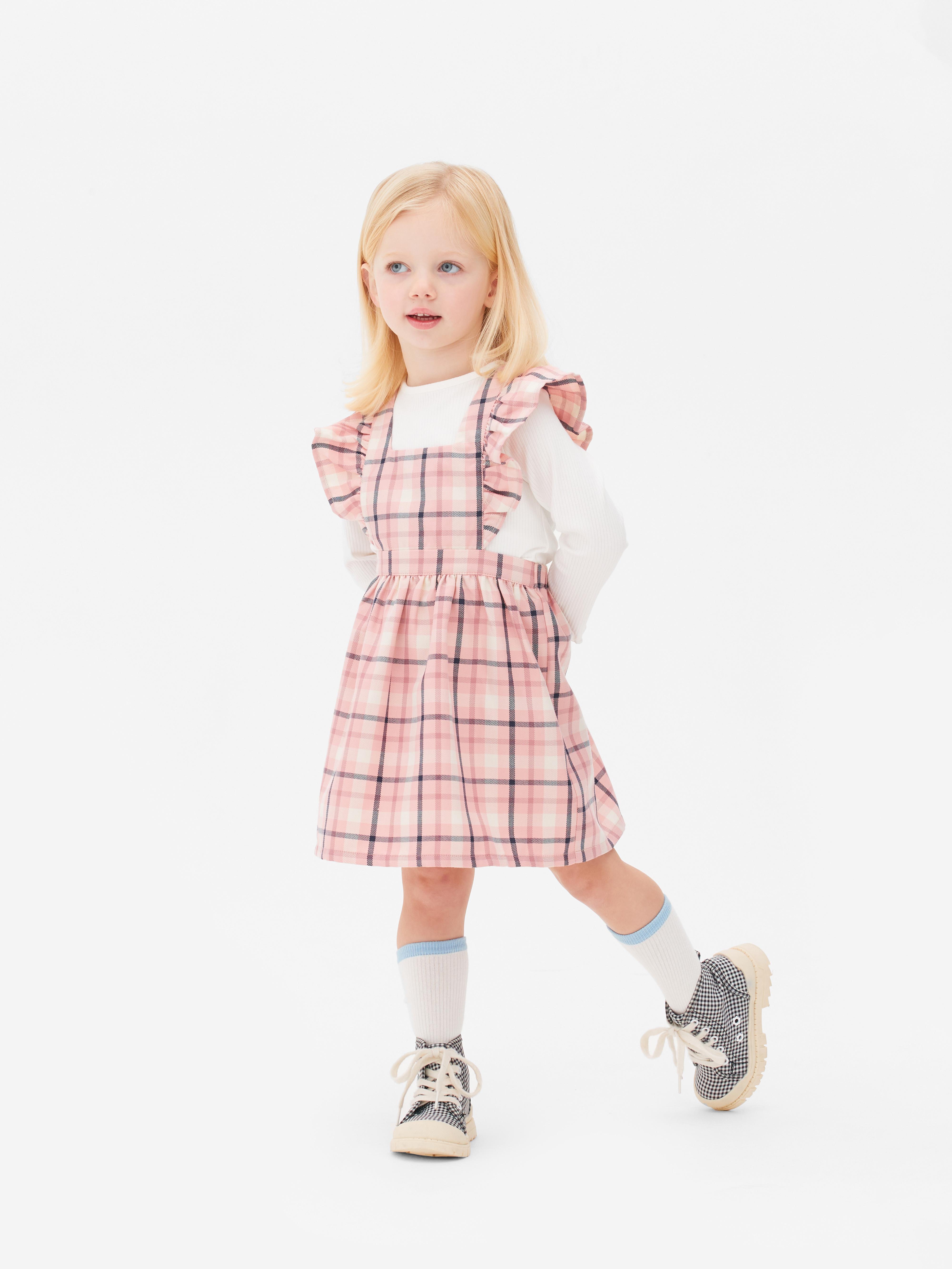 Two-In-One Check Pinafore Dress Set