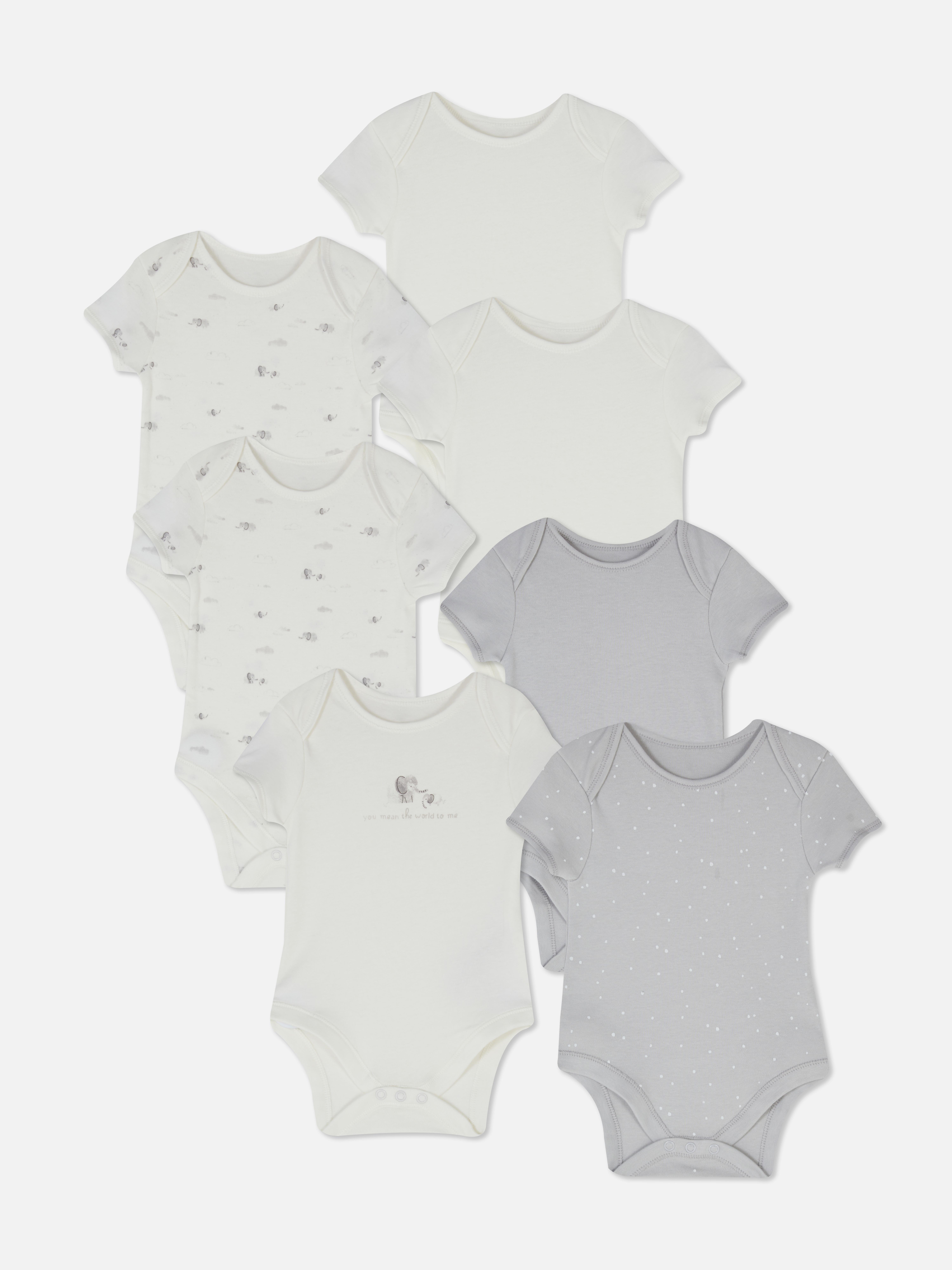 7pk Elephant Print Bodysuits