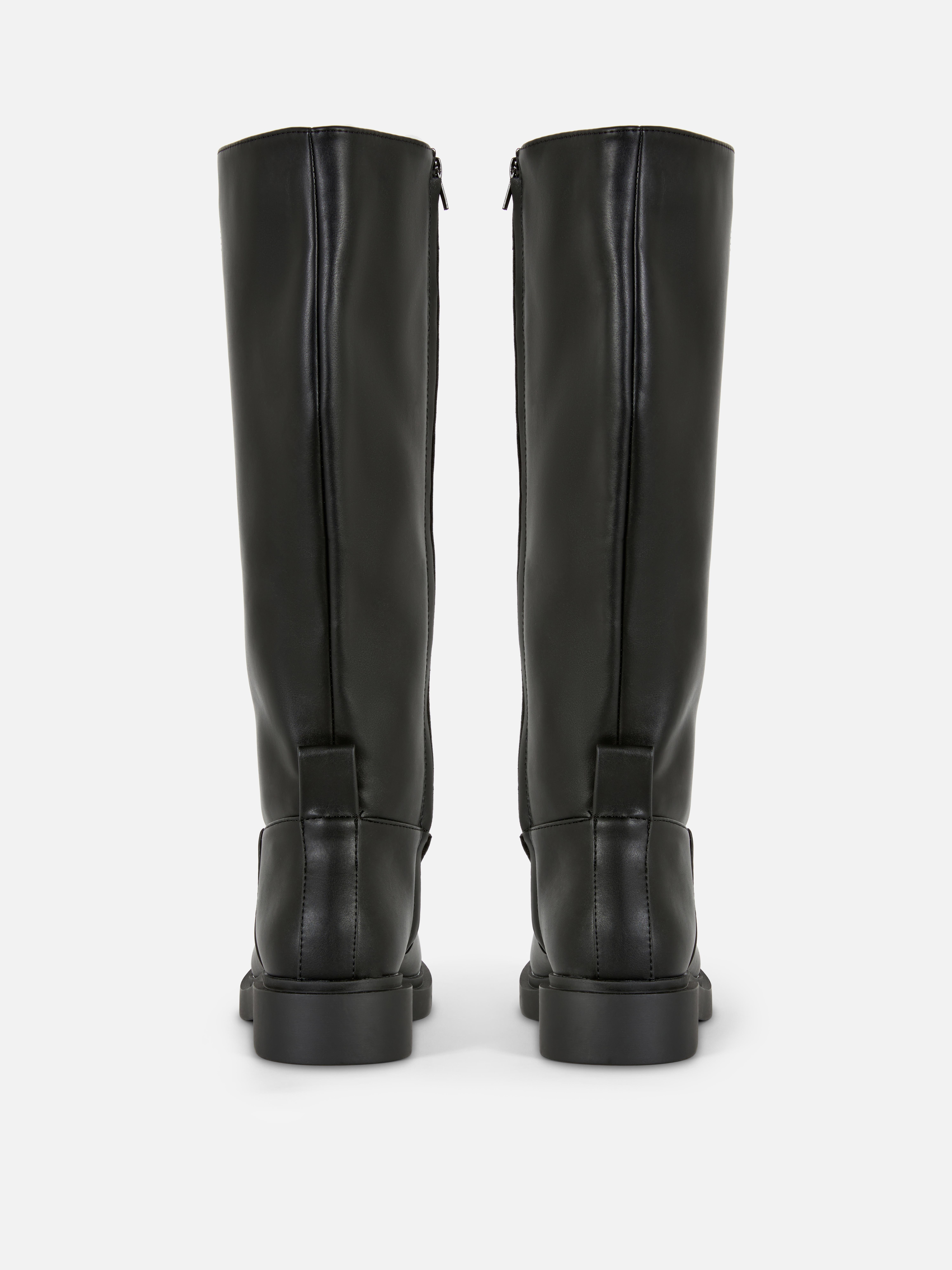 Faux Leather Knee Boots
