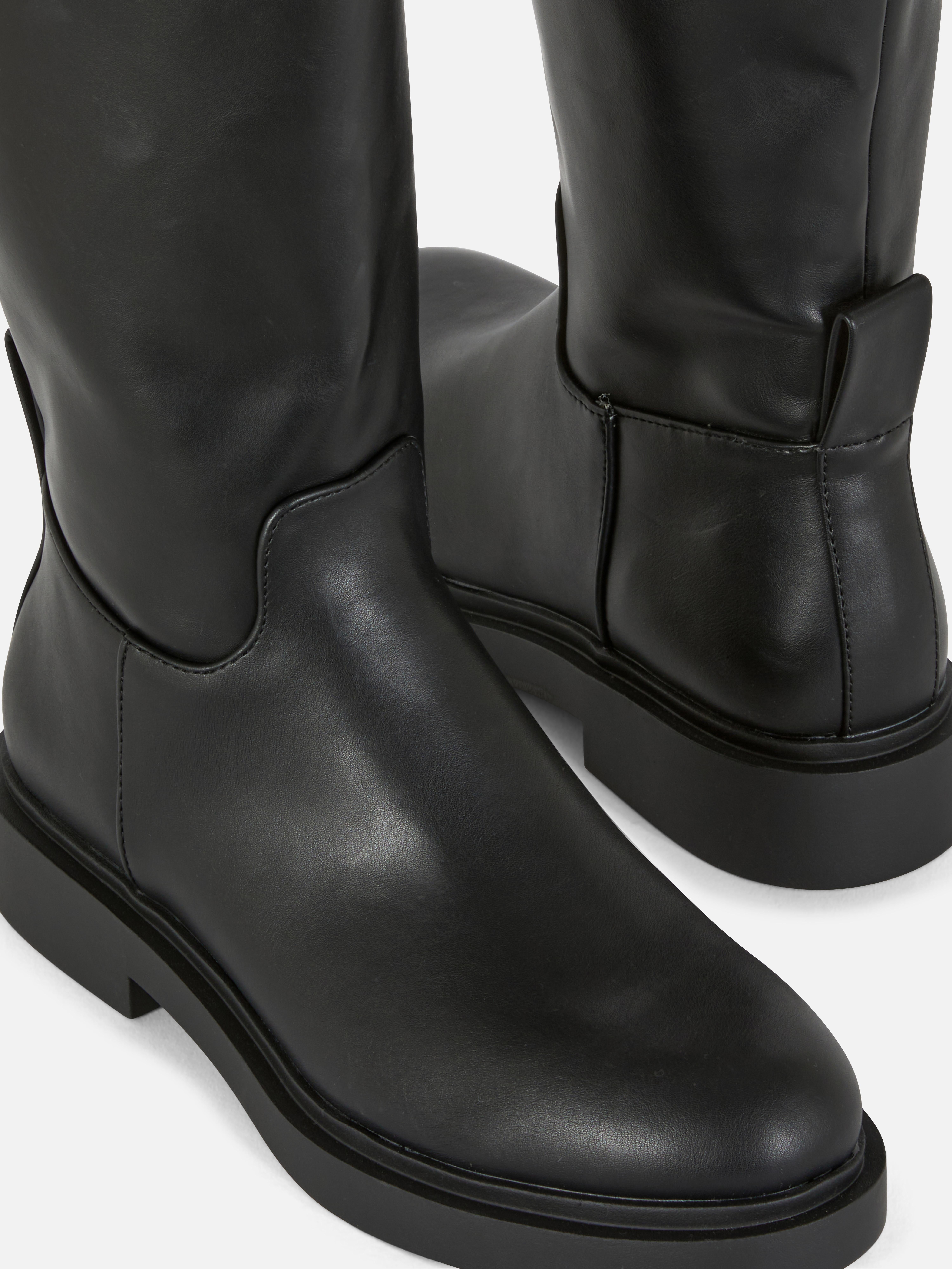 Faux Leather Knee Boots