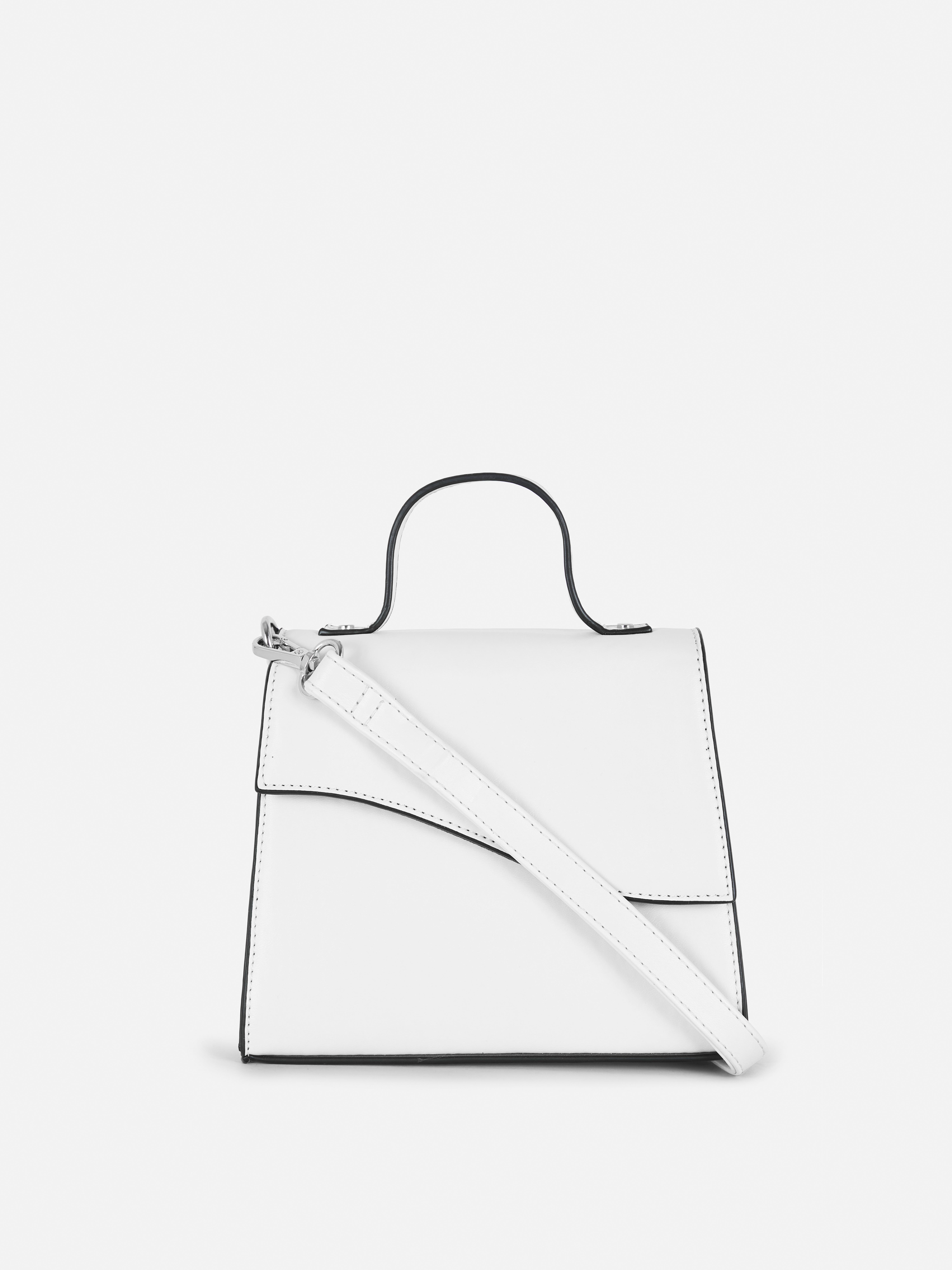 Faux Leather Top Handle Bag White