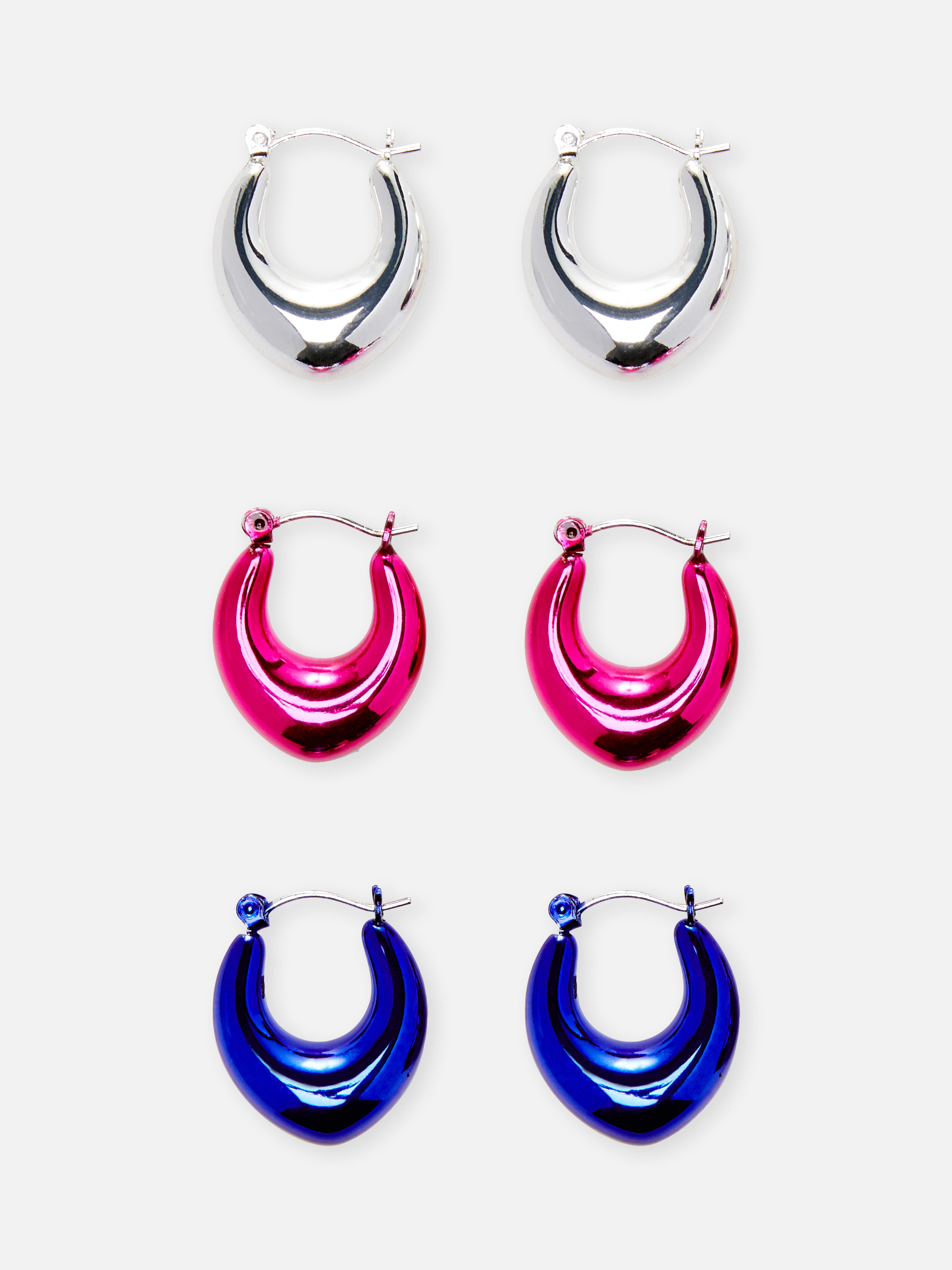 3Pk Metallic Earrings