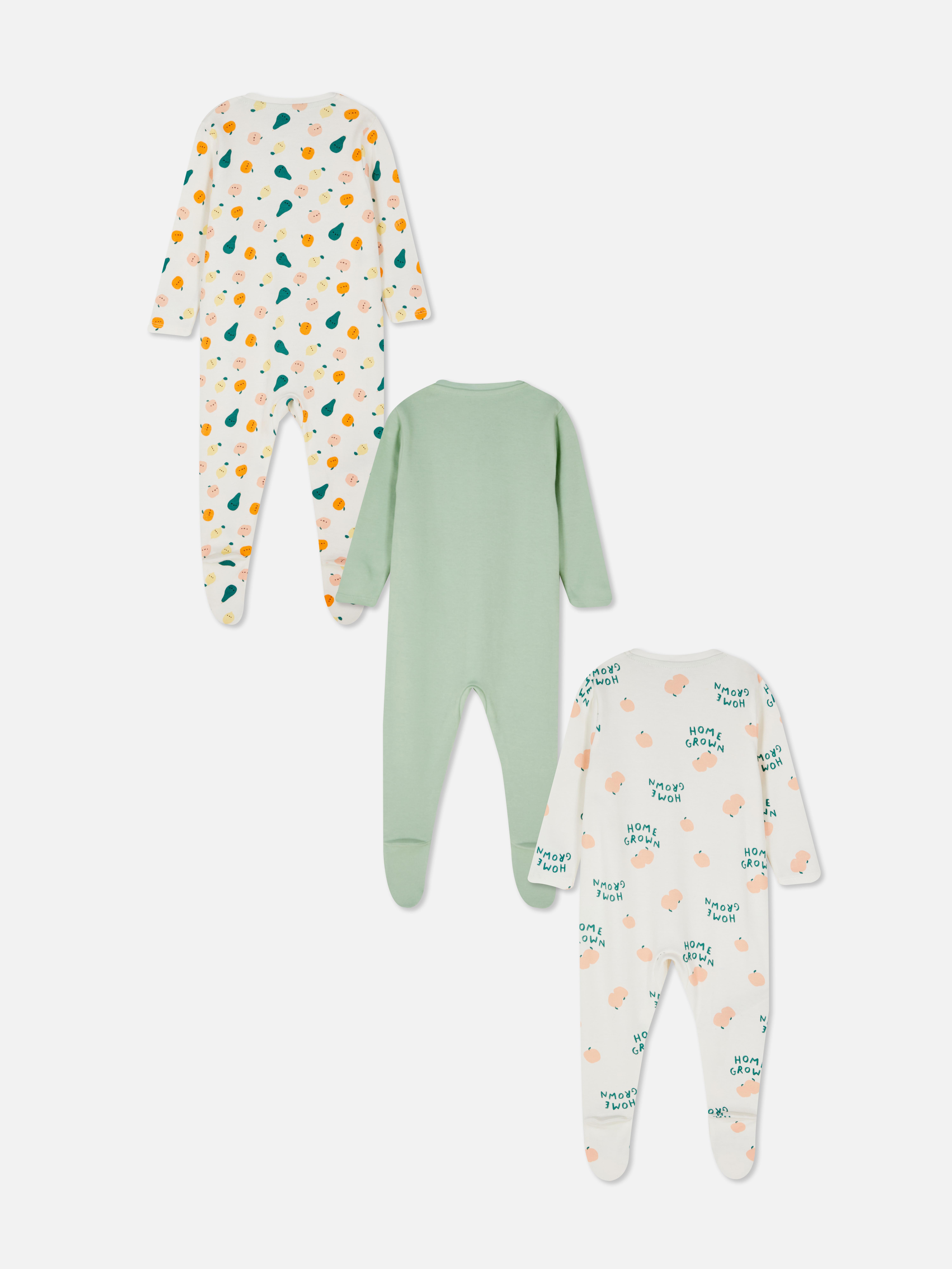Slaappakjes met fruitprint, set van 3