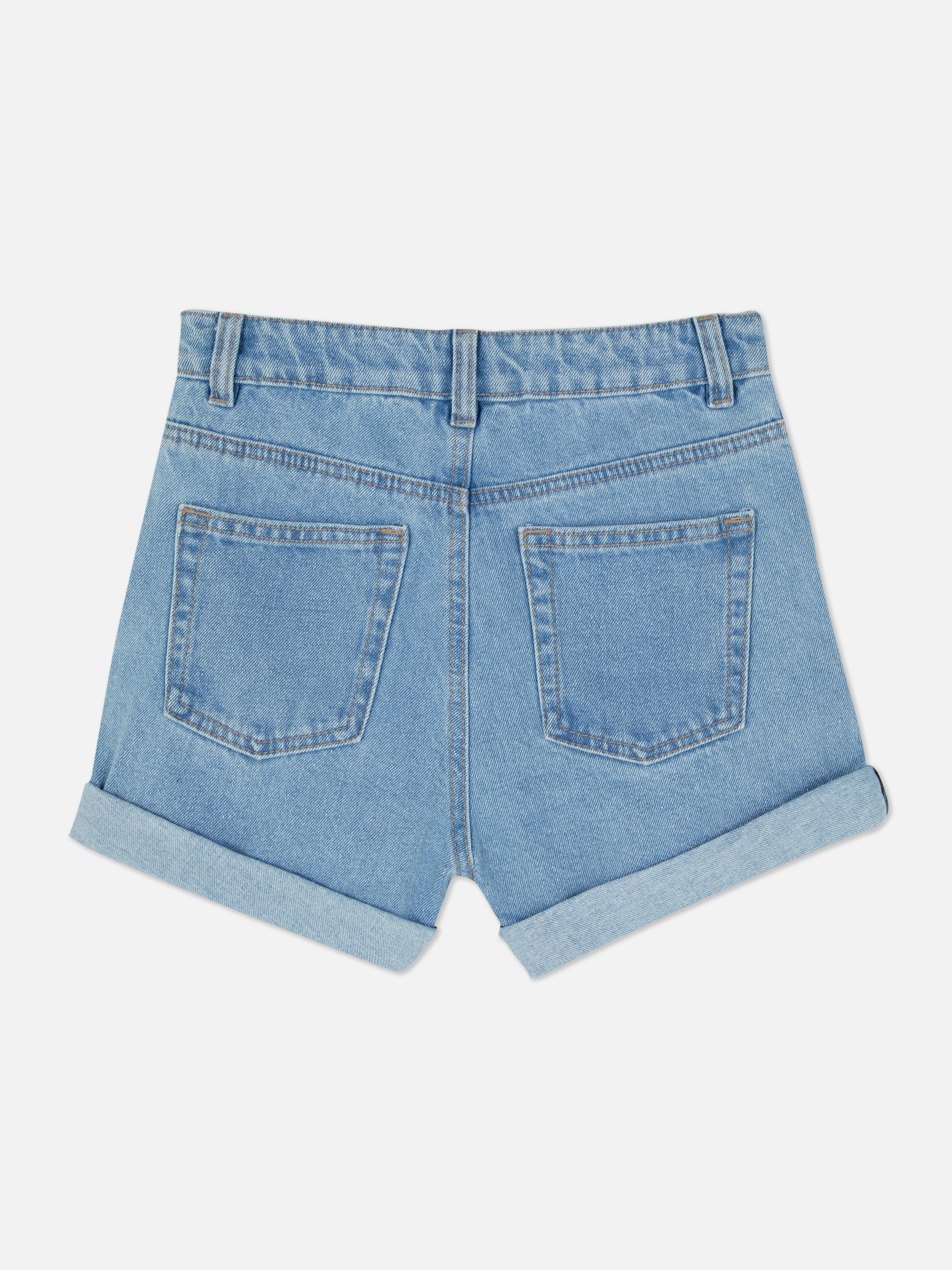 Pantaloncini mom in denim con risvolti