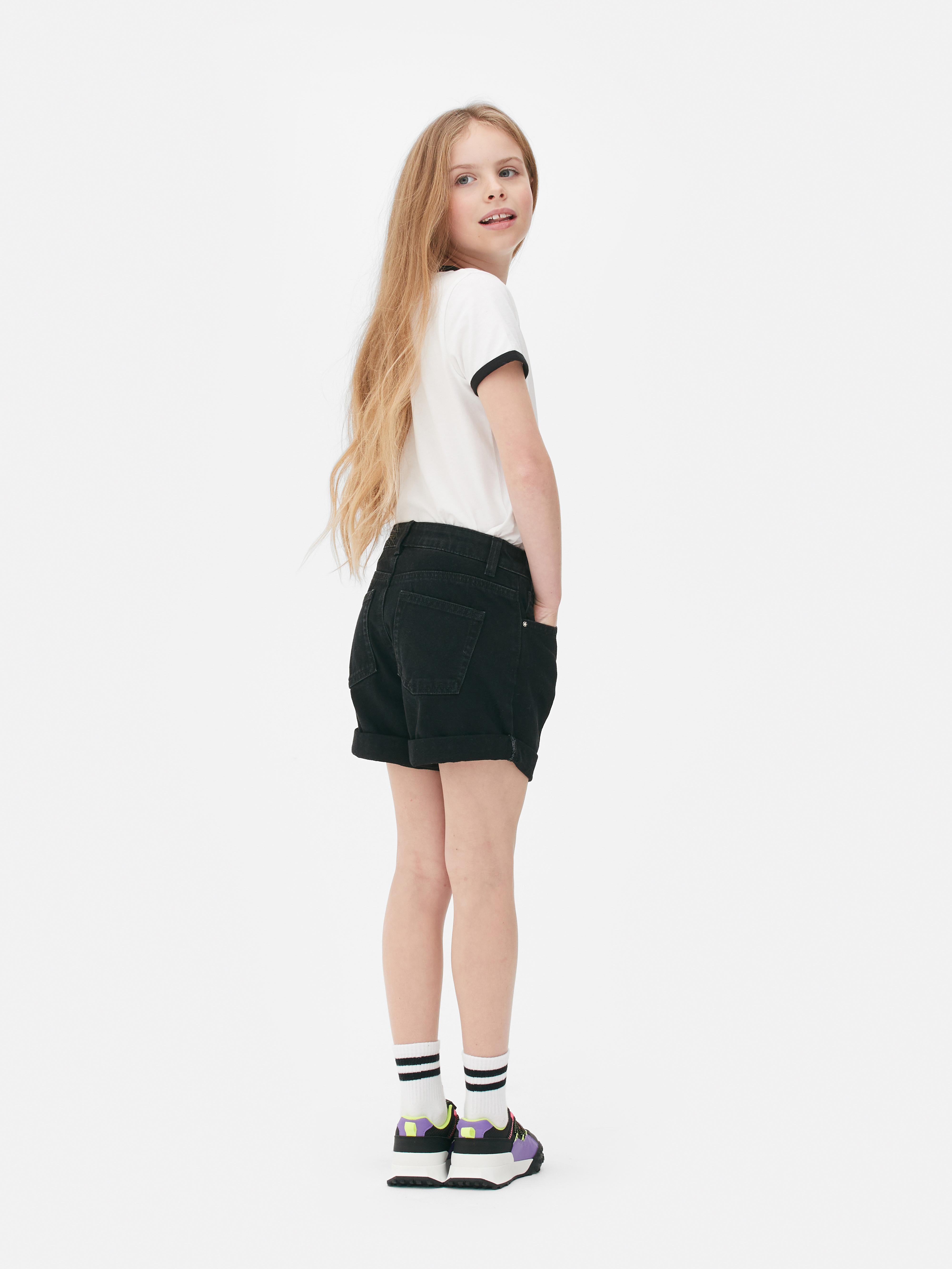 Turn-Up Denim Mom Shorts