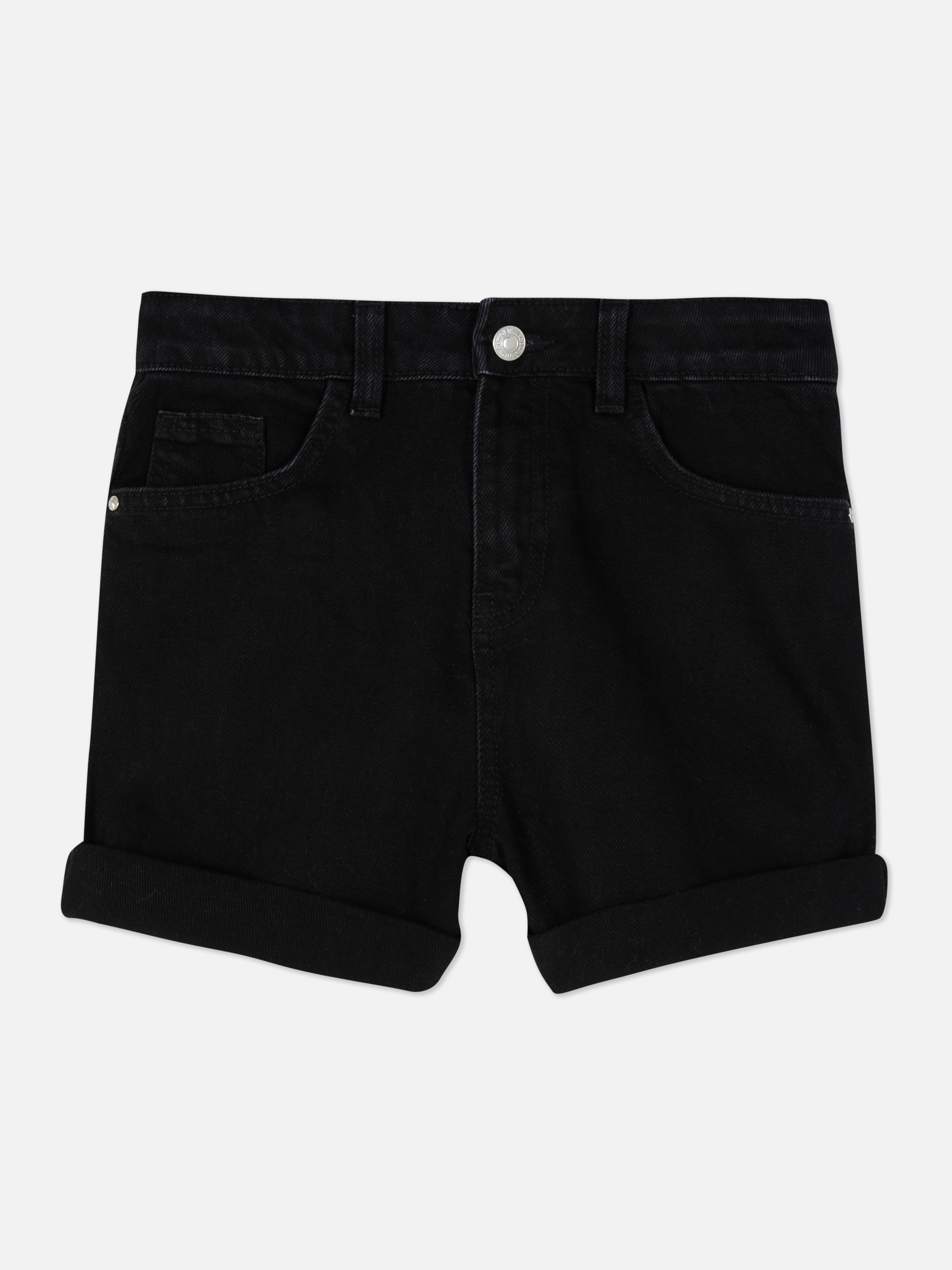 Turn-Up Denim Mom Shorts