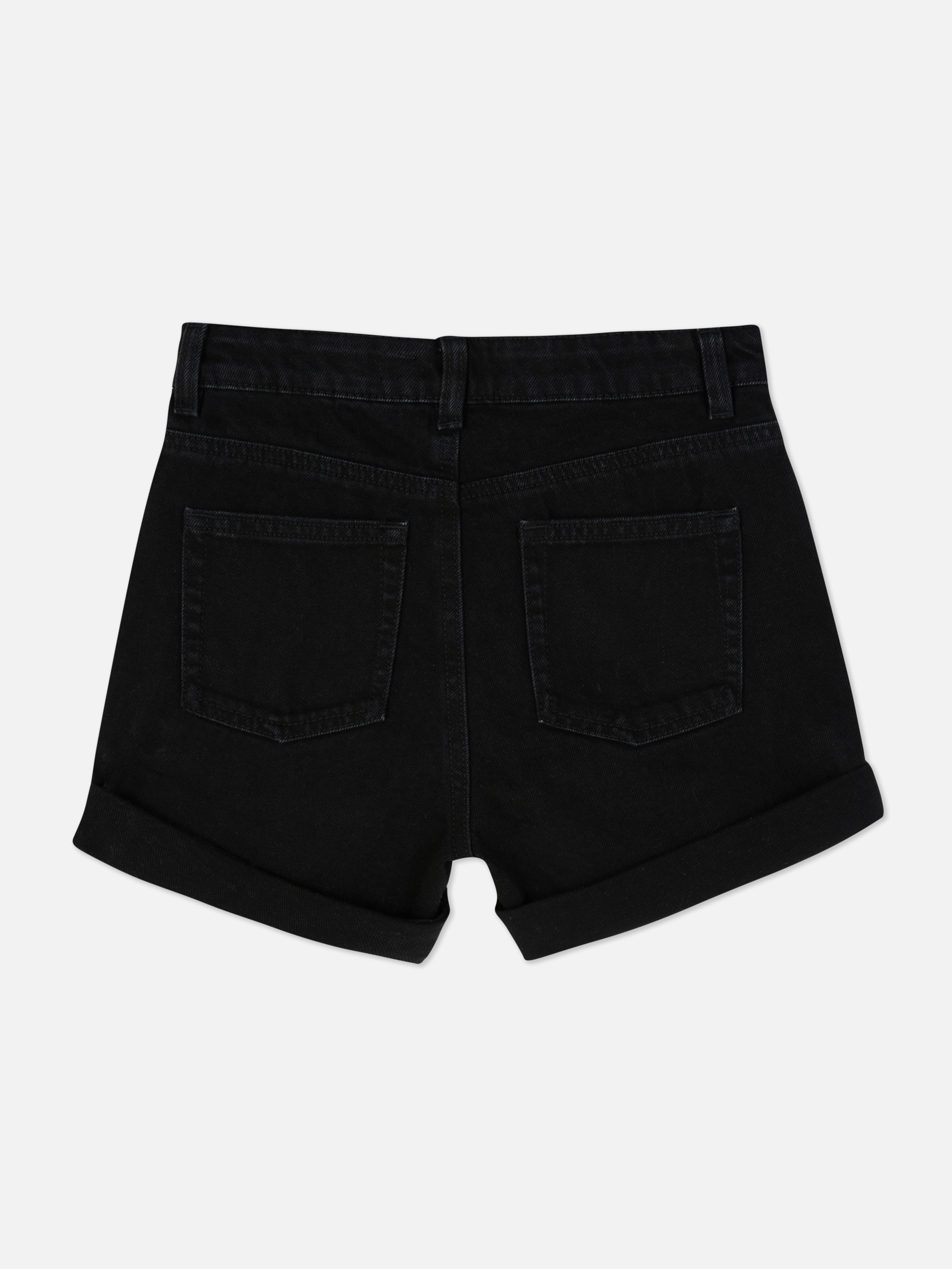 Turn-Up Denim Mom Shorts