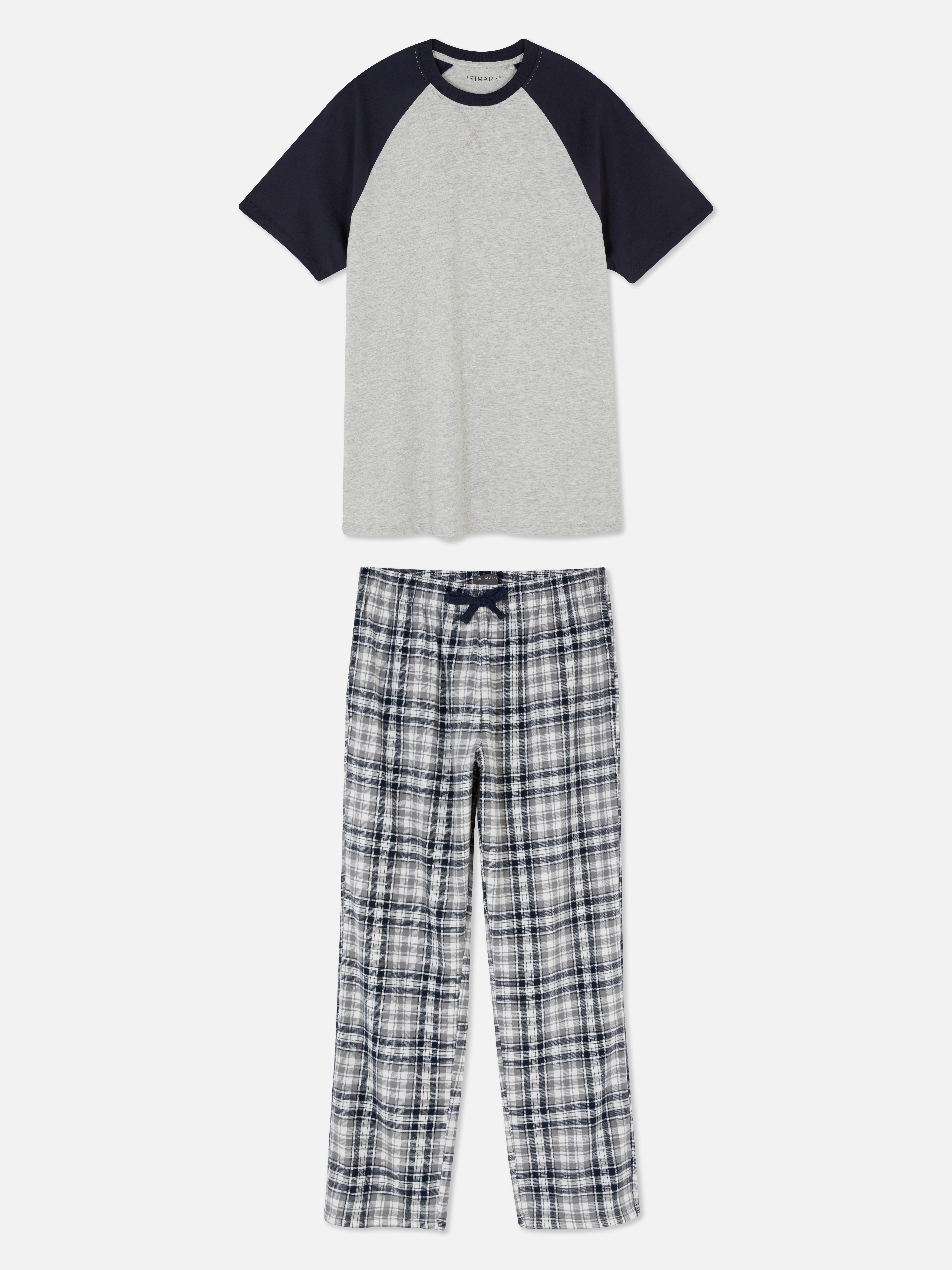 Checked Short Sleeve Pyjama Set Navy