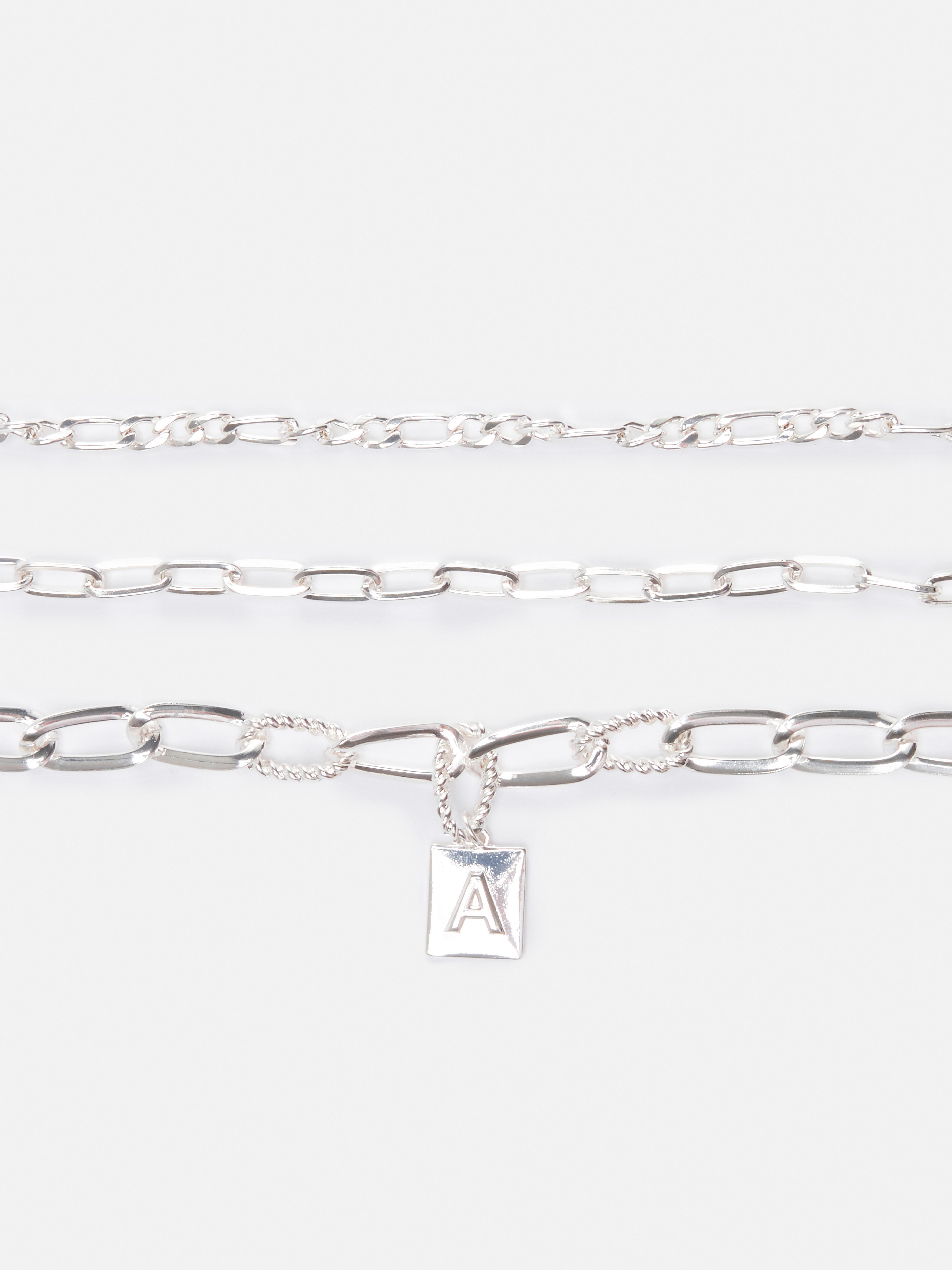 3pk Chain Link Initial Bracelets