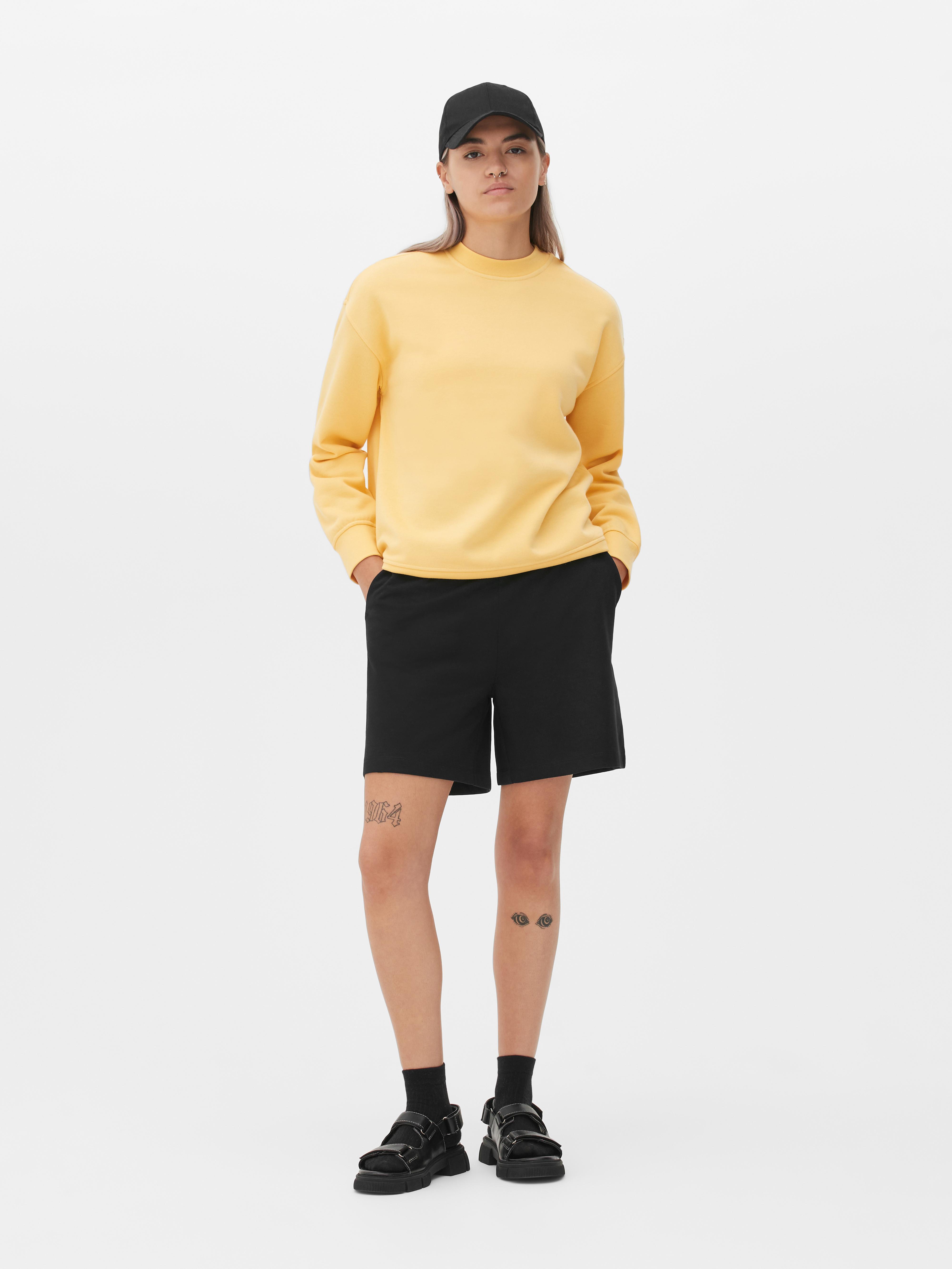 Langärmeliges Basic-Sweatshirt Gelb