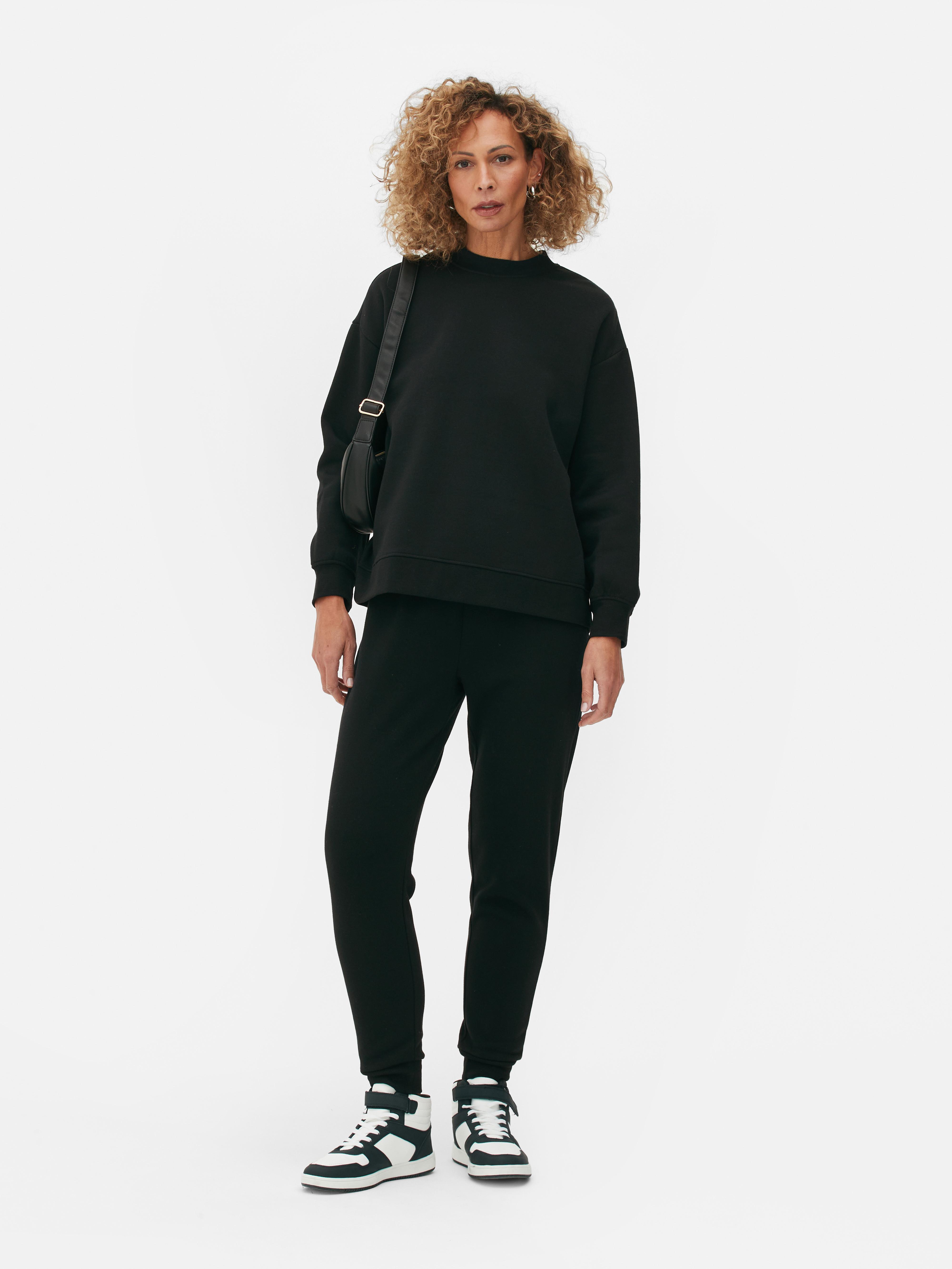 Langärmeliges Basic-Sweatshirt Schwarz