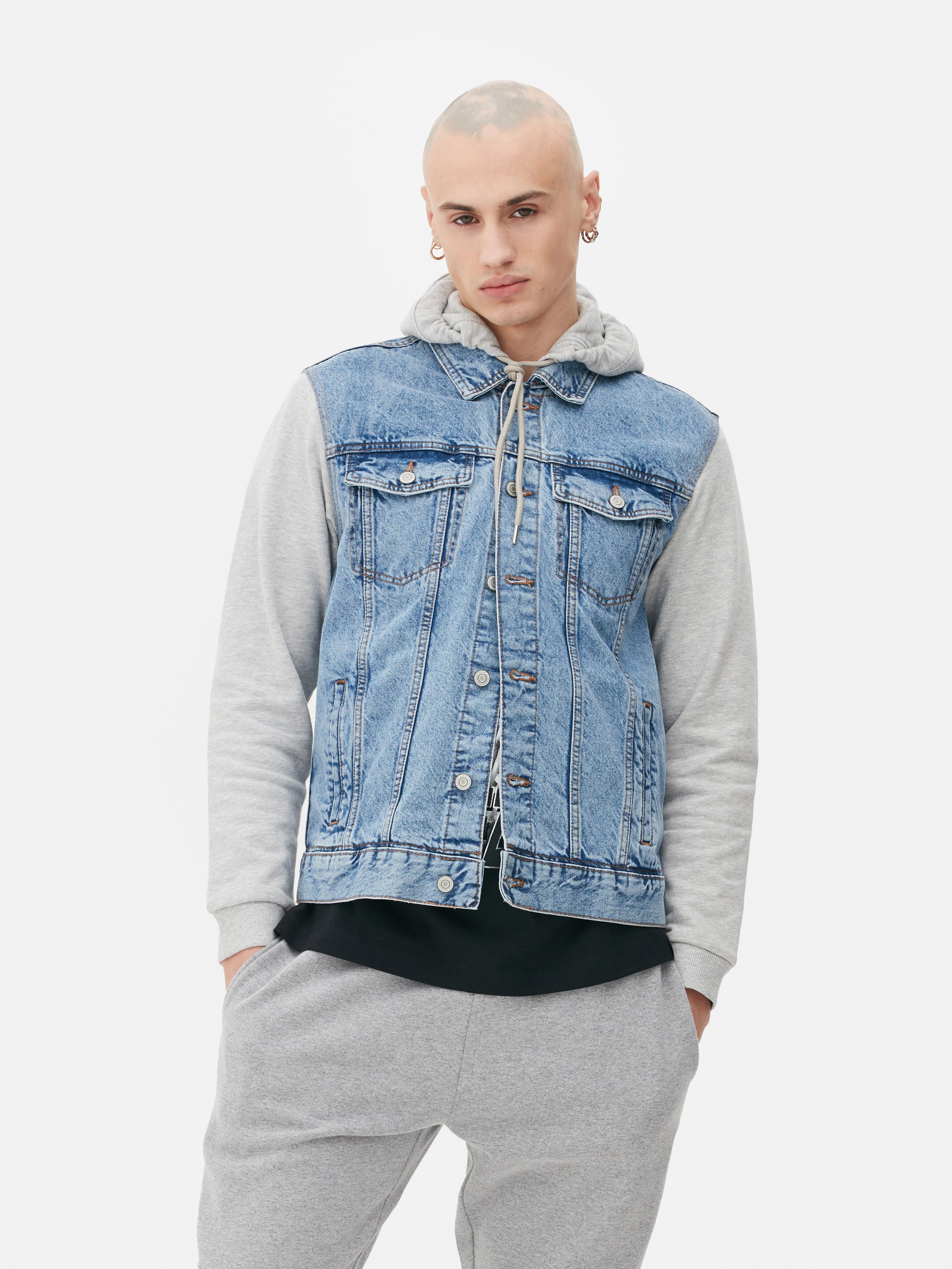 Men's sleeveless hooded hot sale denim jacket