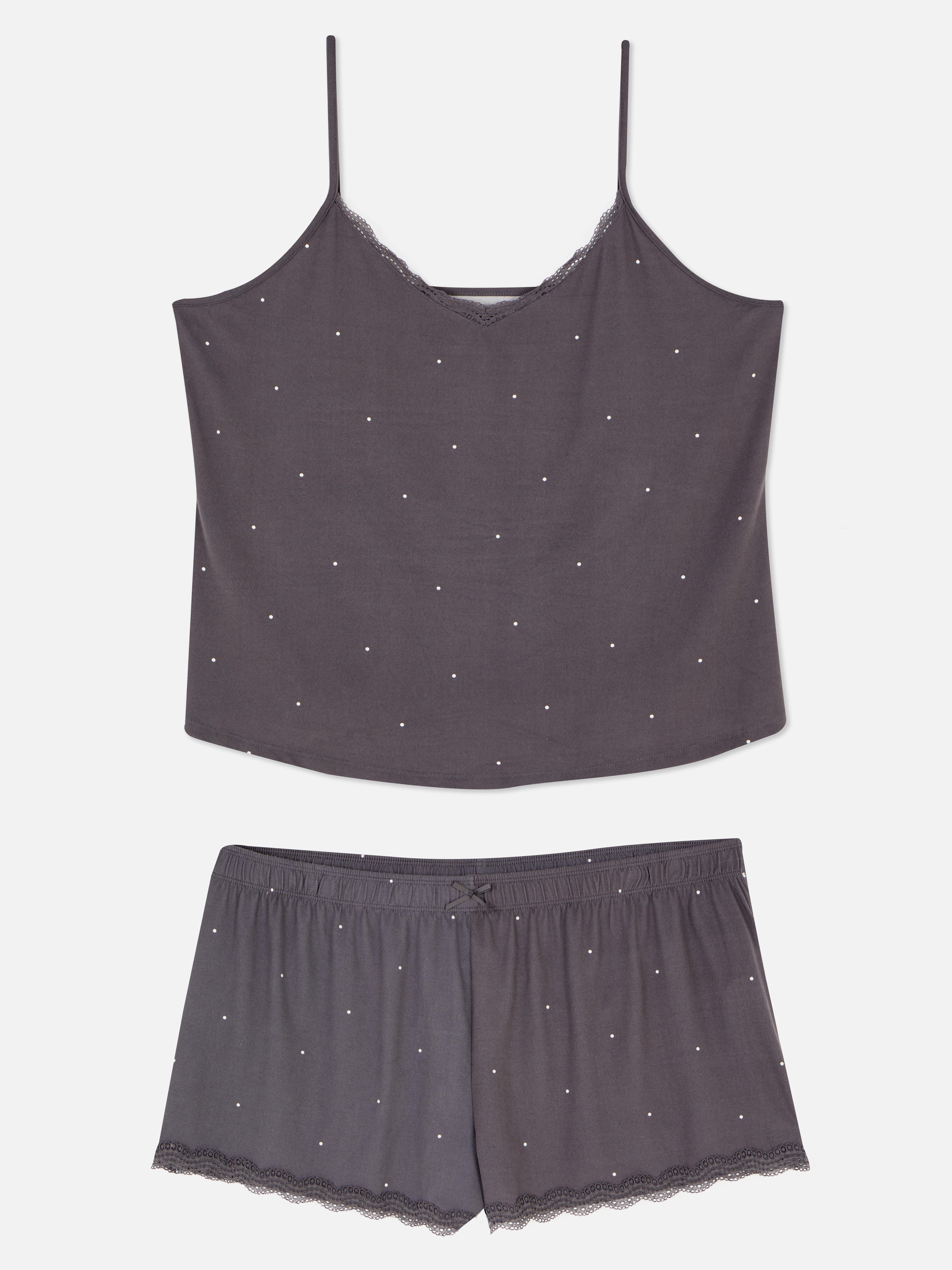 Lace Trim Cami Top and Shorts Pyjama Set Charcoal