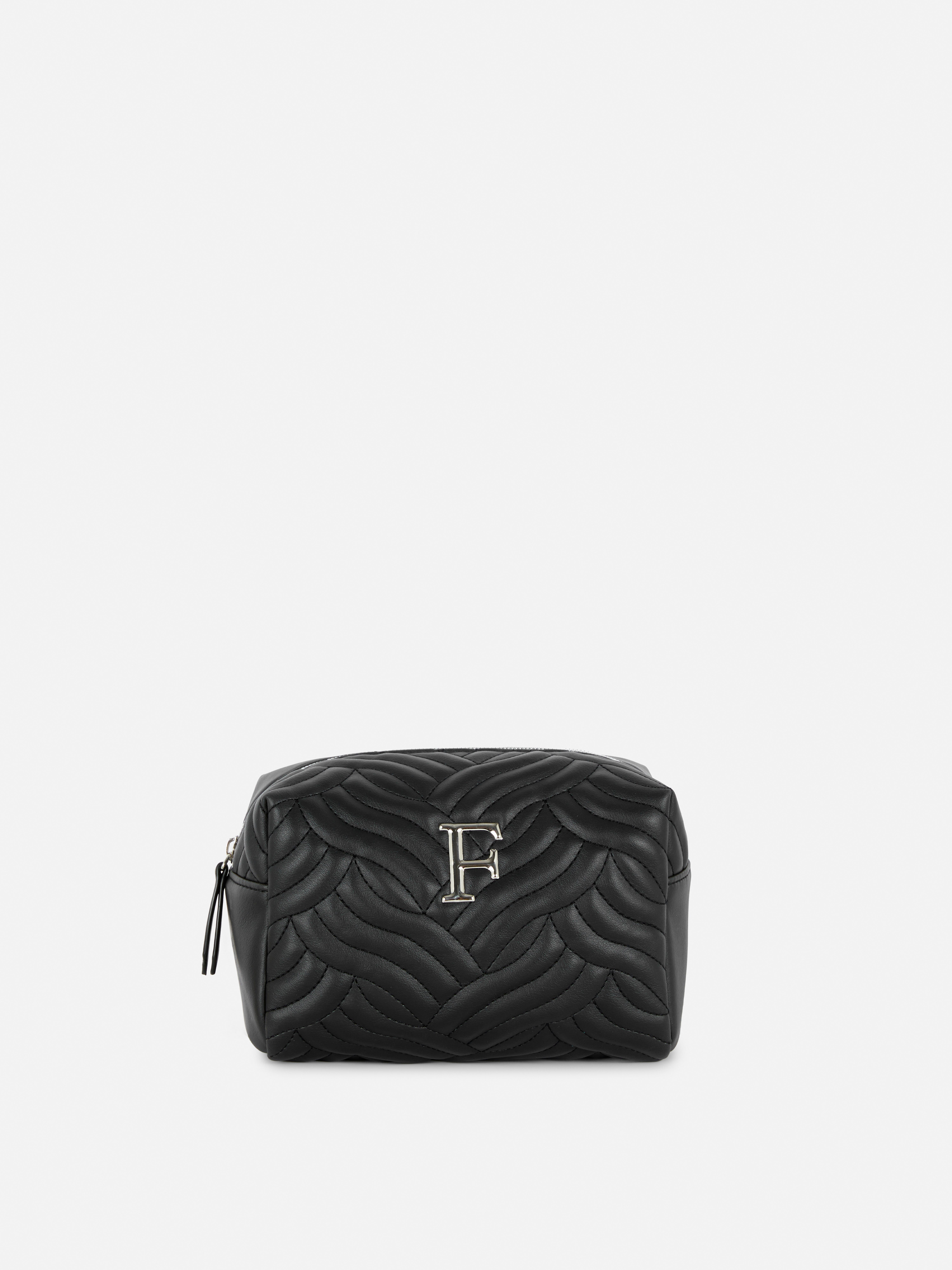 Wave Quilted Faux Leather Initial Makeup Bag Penneys