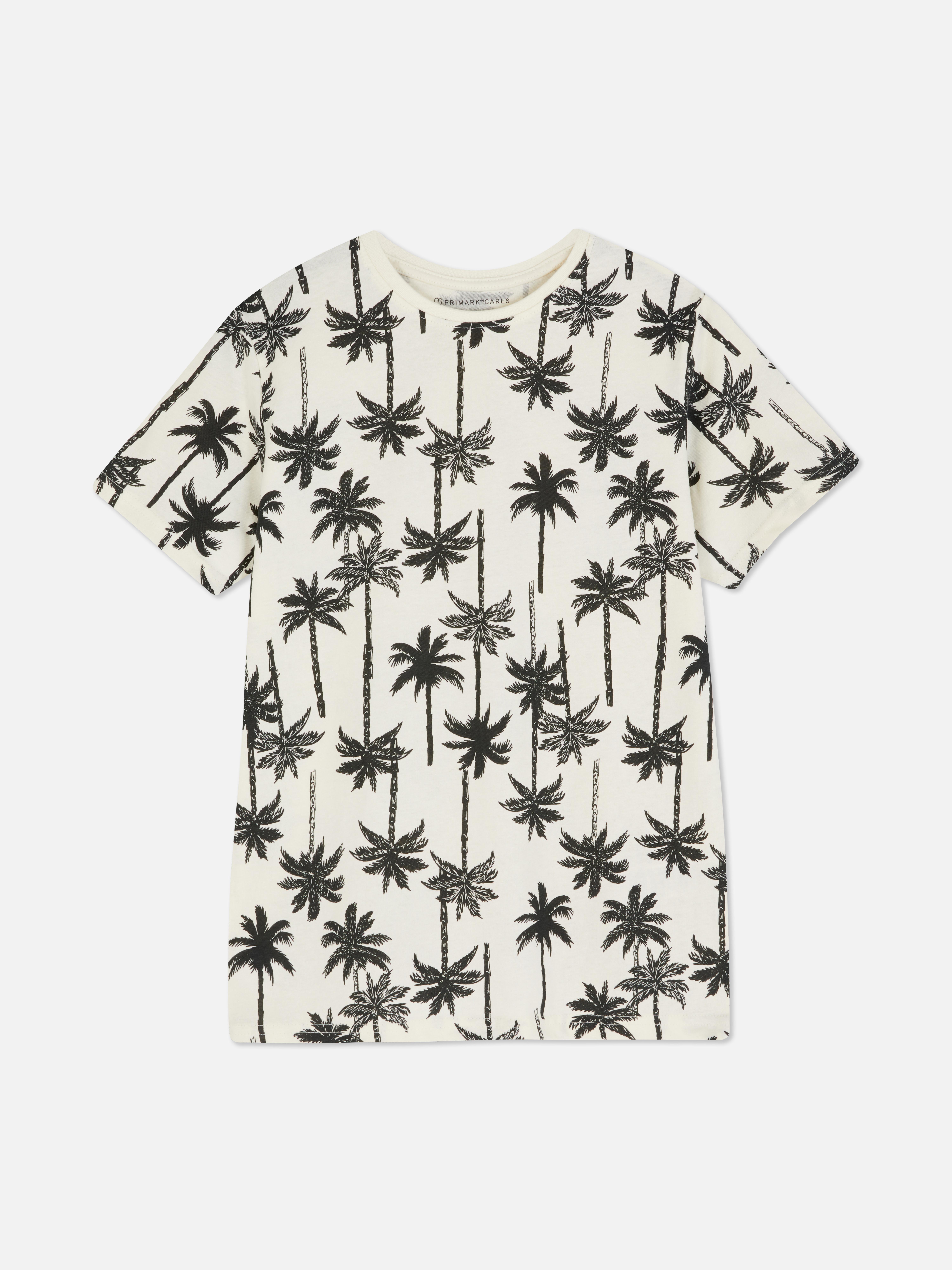 T-shirt z nadrukiem w palmy