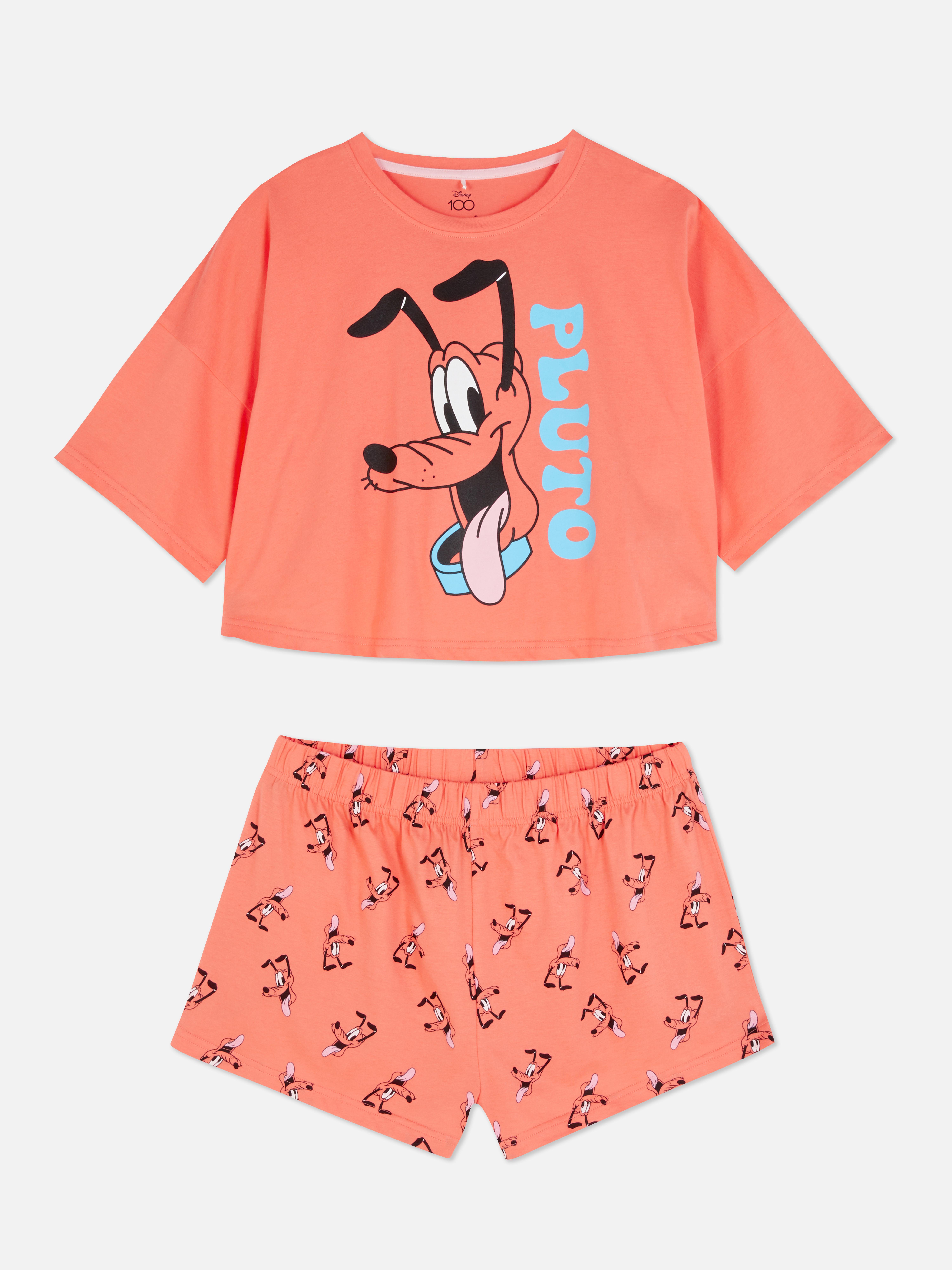Disney Print Short Sleeve Pyjama Set Orange