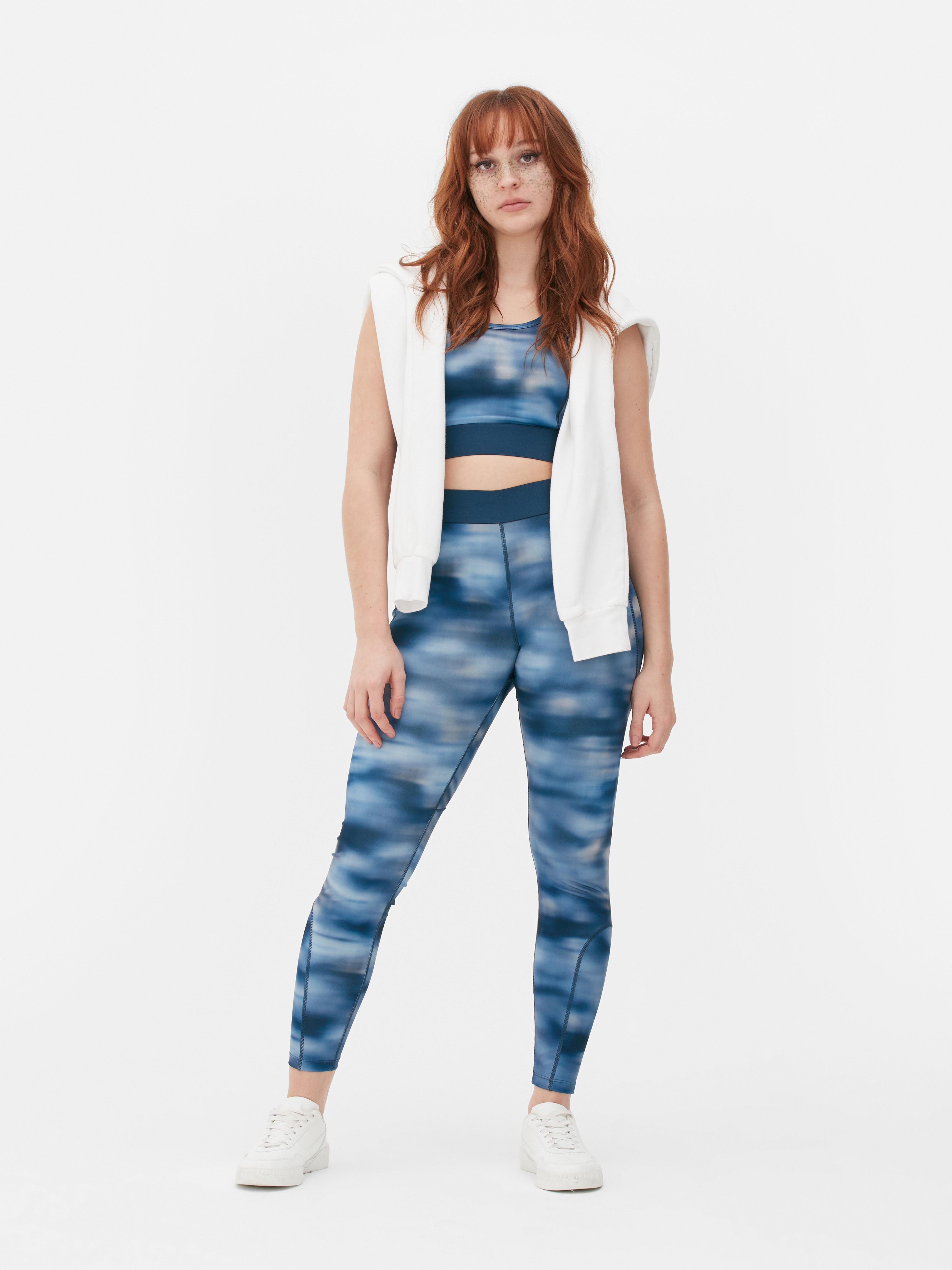 Performance Abstract High-Rise Leggings Blue