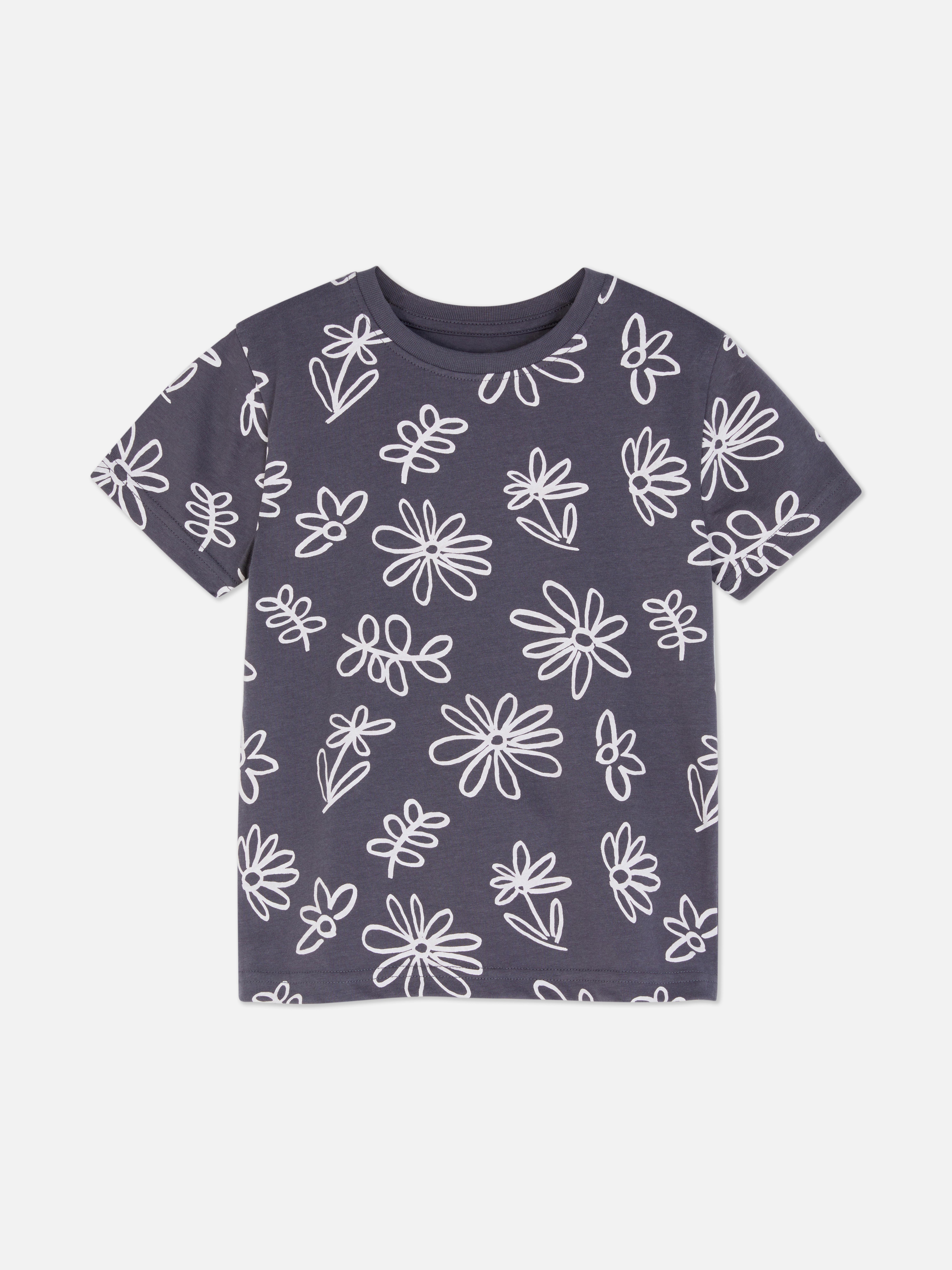 Printed Short Sleeve T-shirt Charcoal