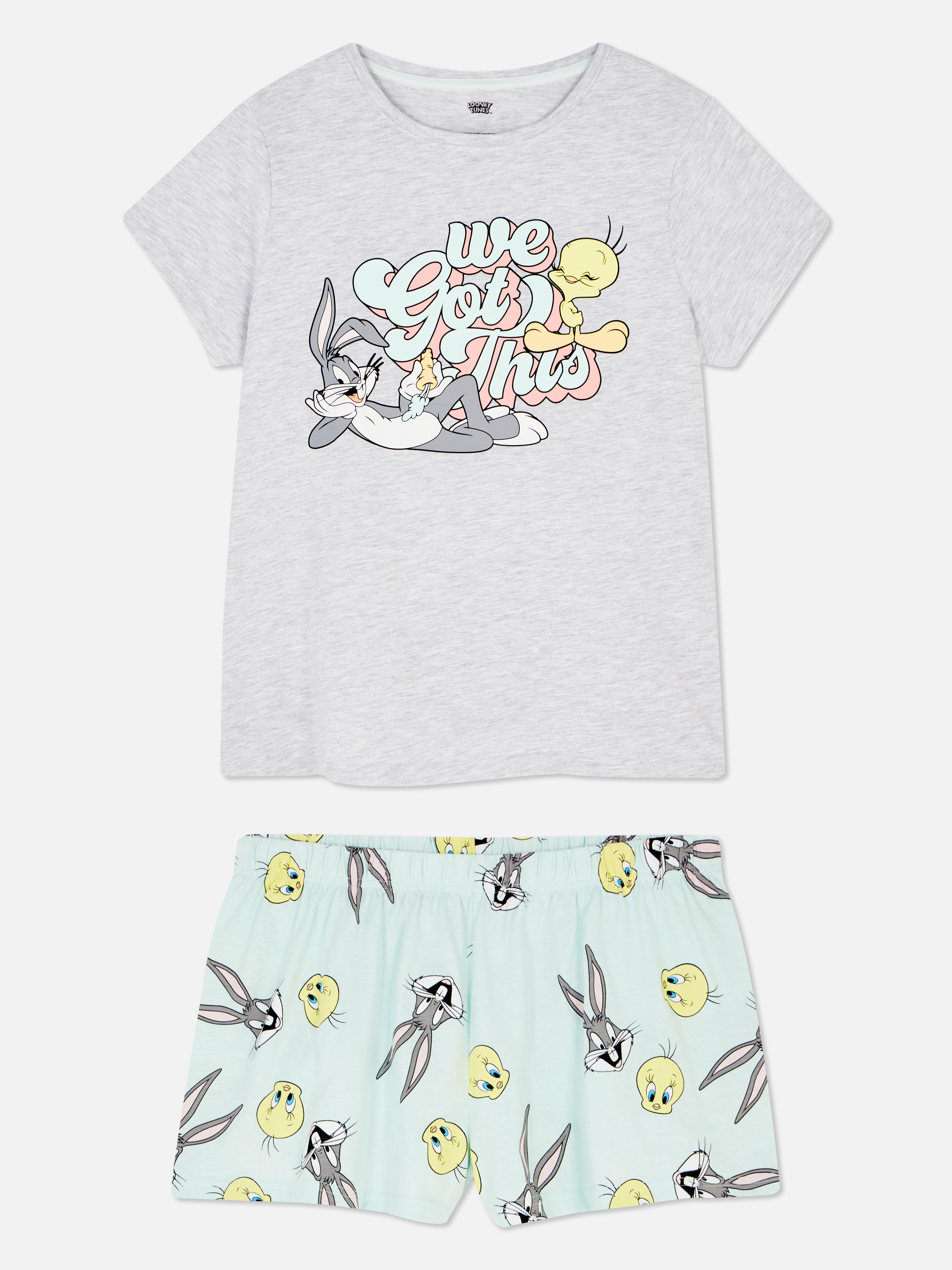 Looney Tunes Print Shorts Pyjama Set