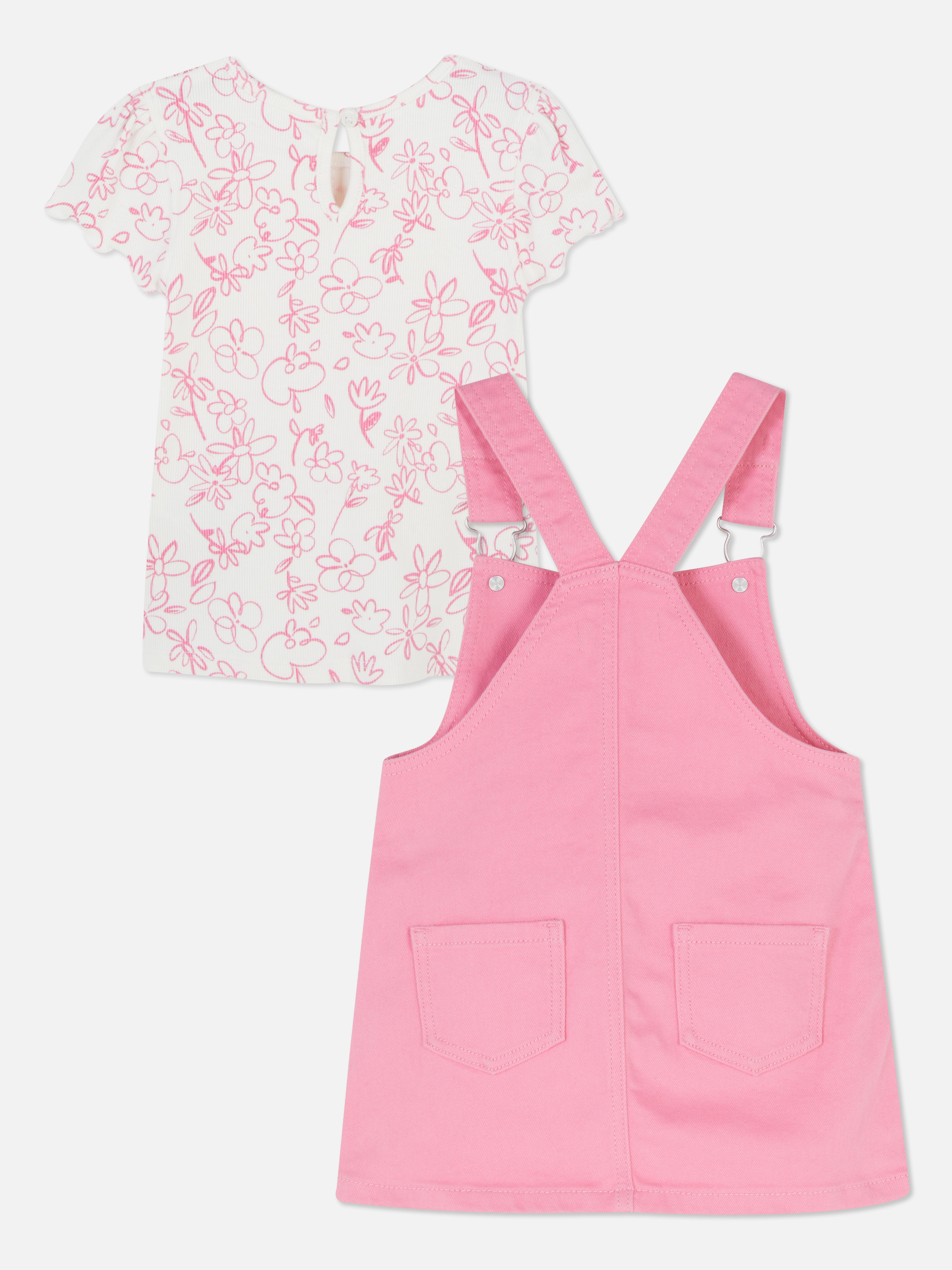 Short Sleeve T-shirt and Pinafore Dress Set