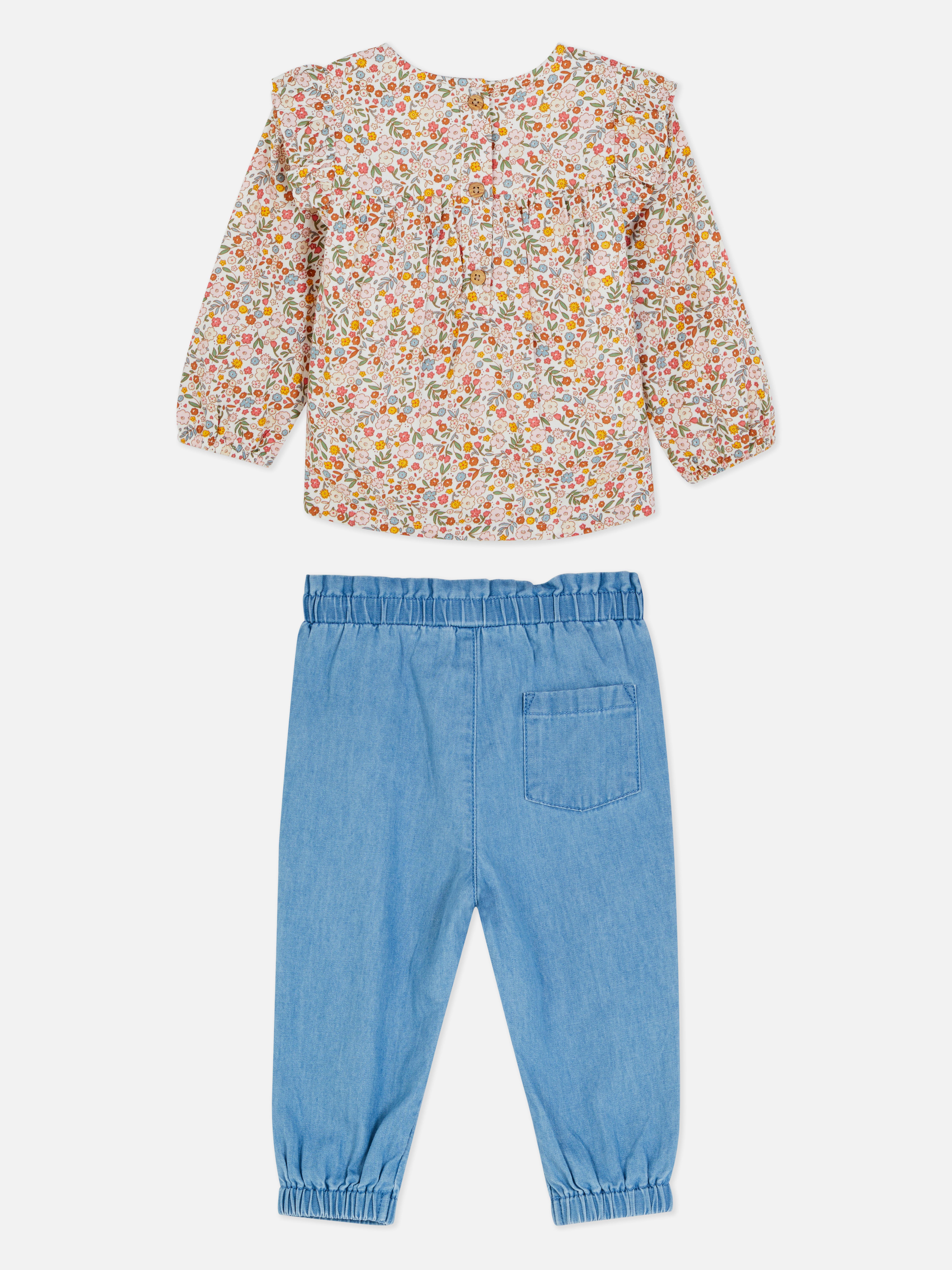 Floral Blouse and Trousers Set