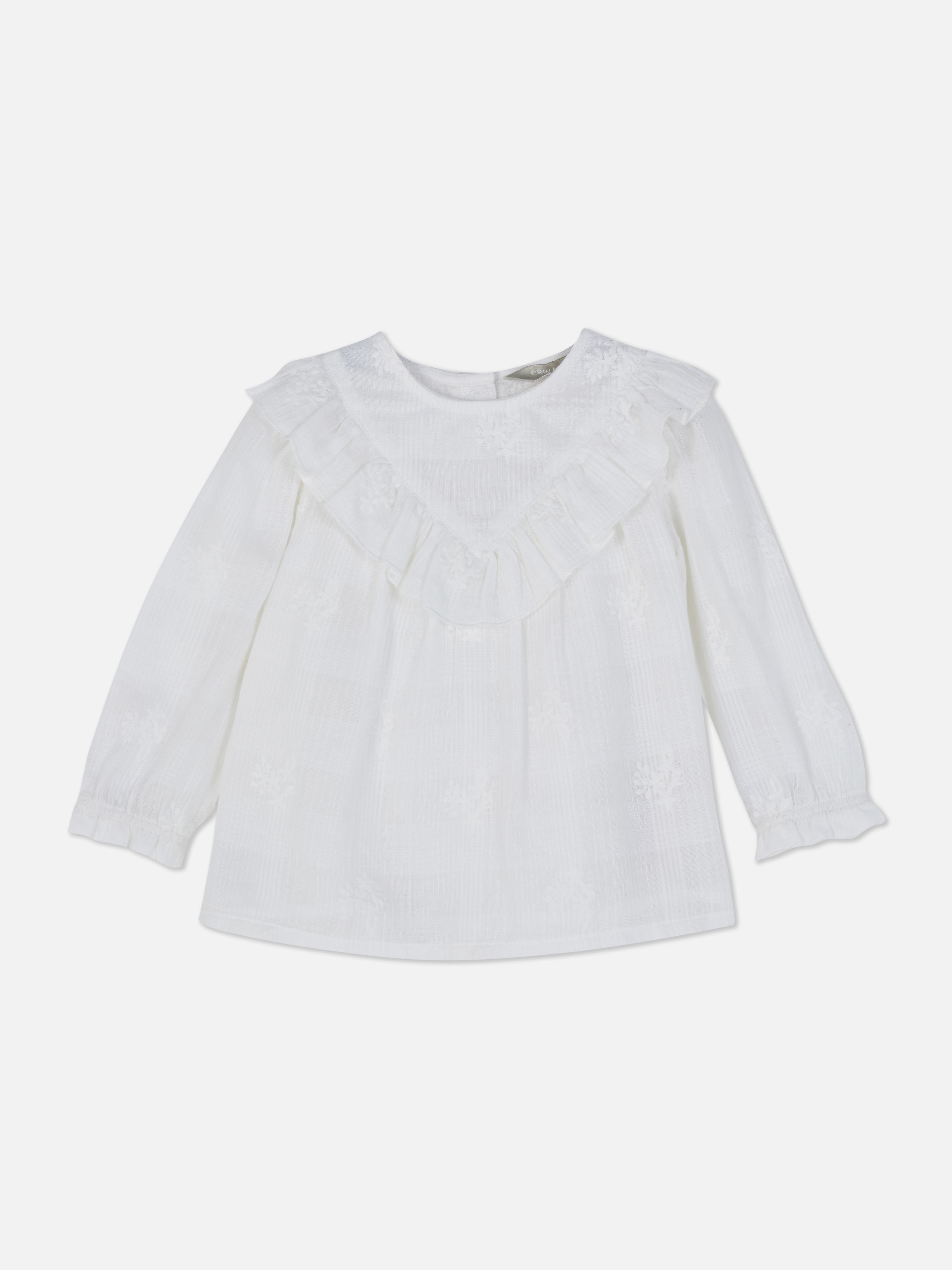 Embroidered Dobby Blouse White
