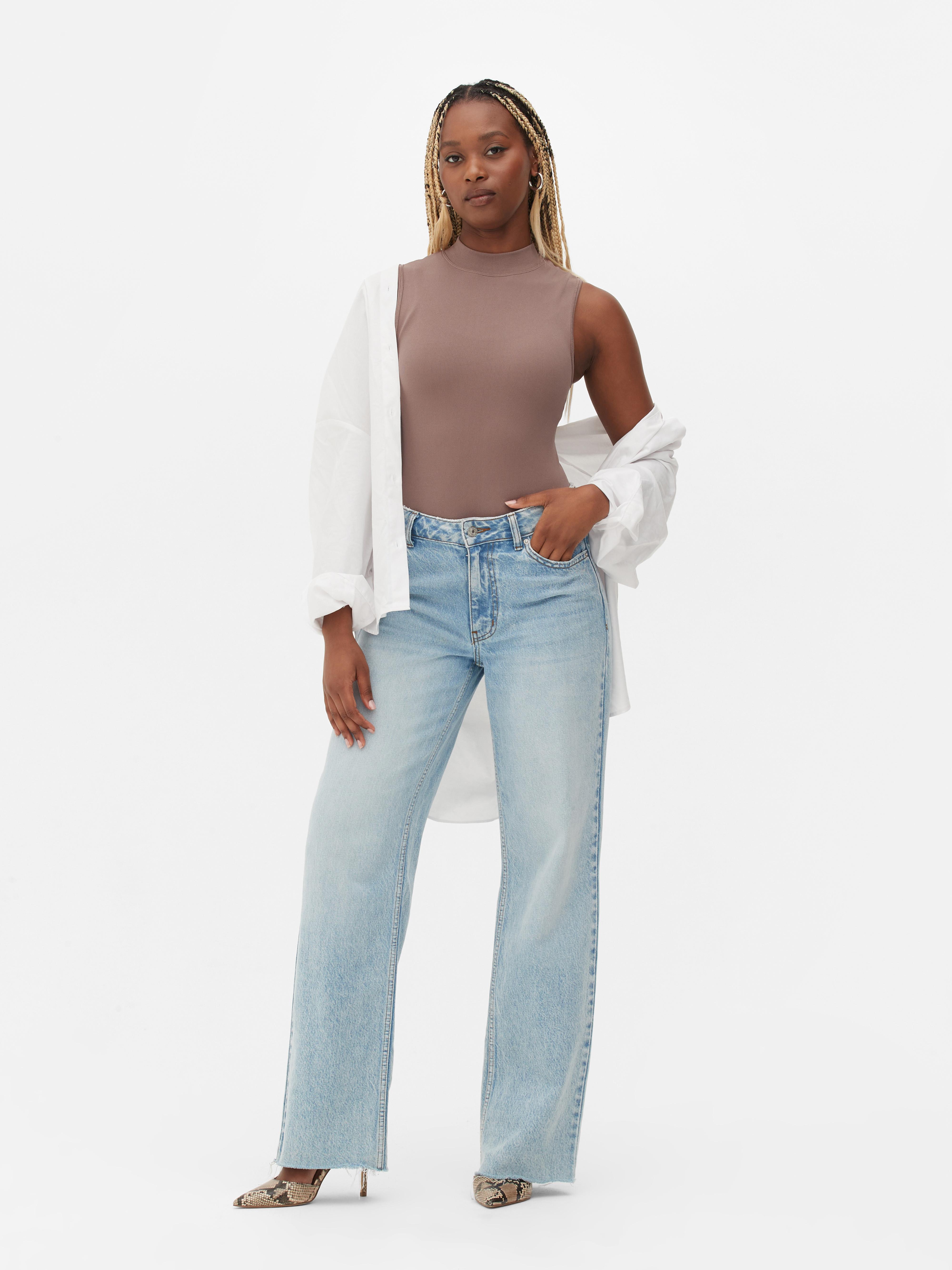 Petite Ribbed High Neck Bodysuit