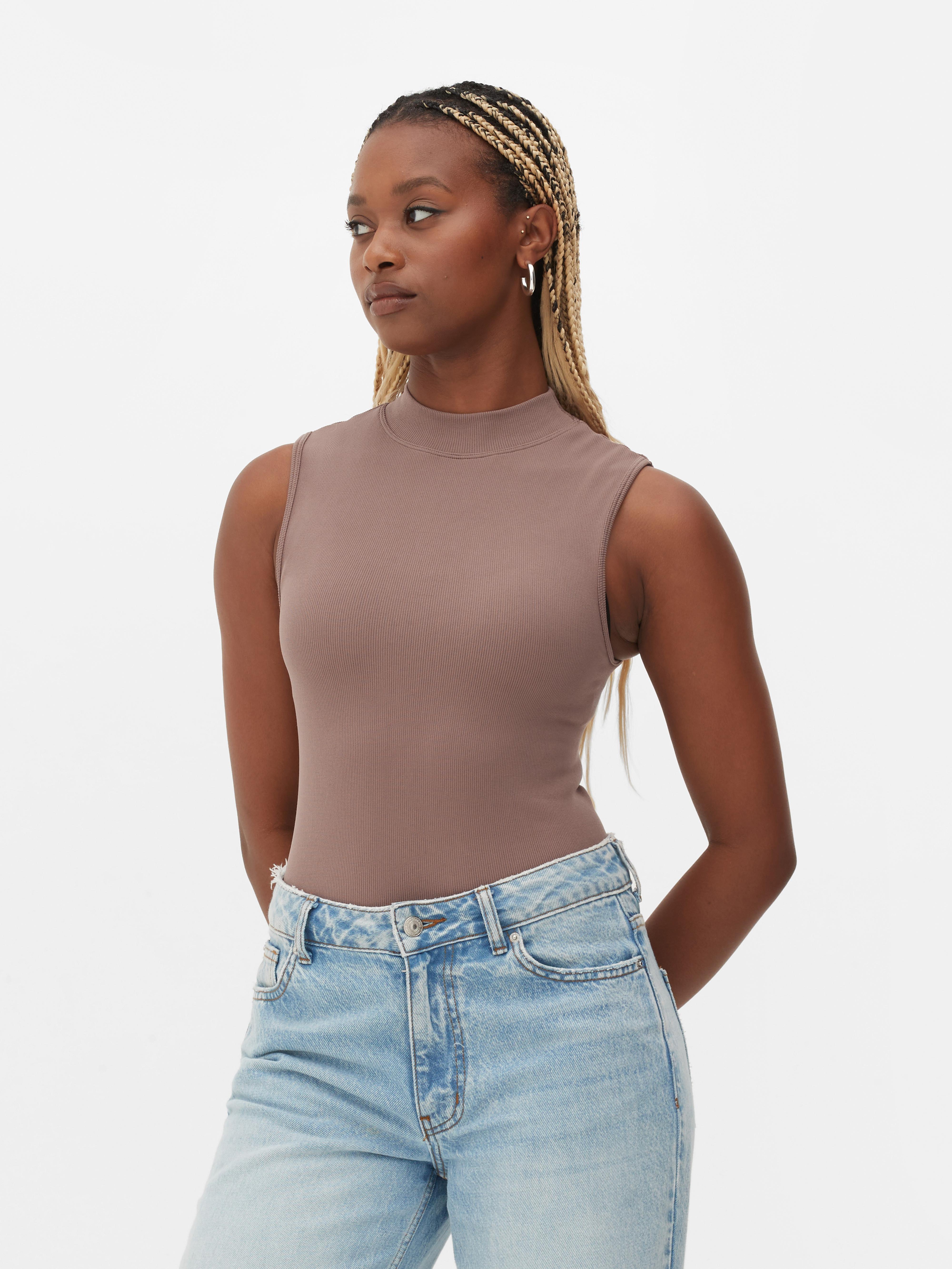 High Neck Narrow Rib Bodysuit