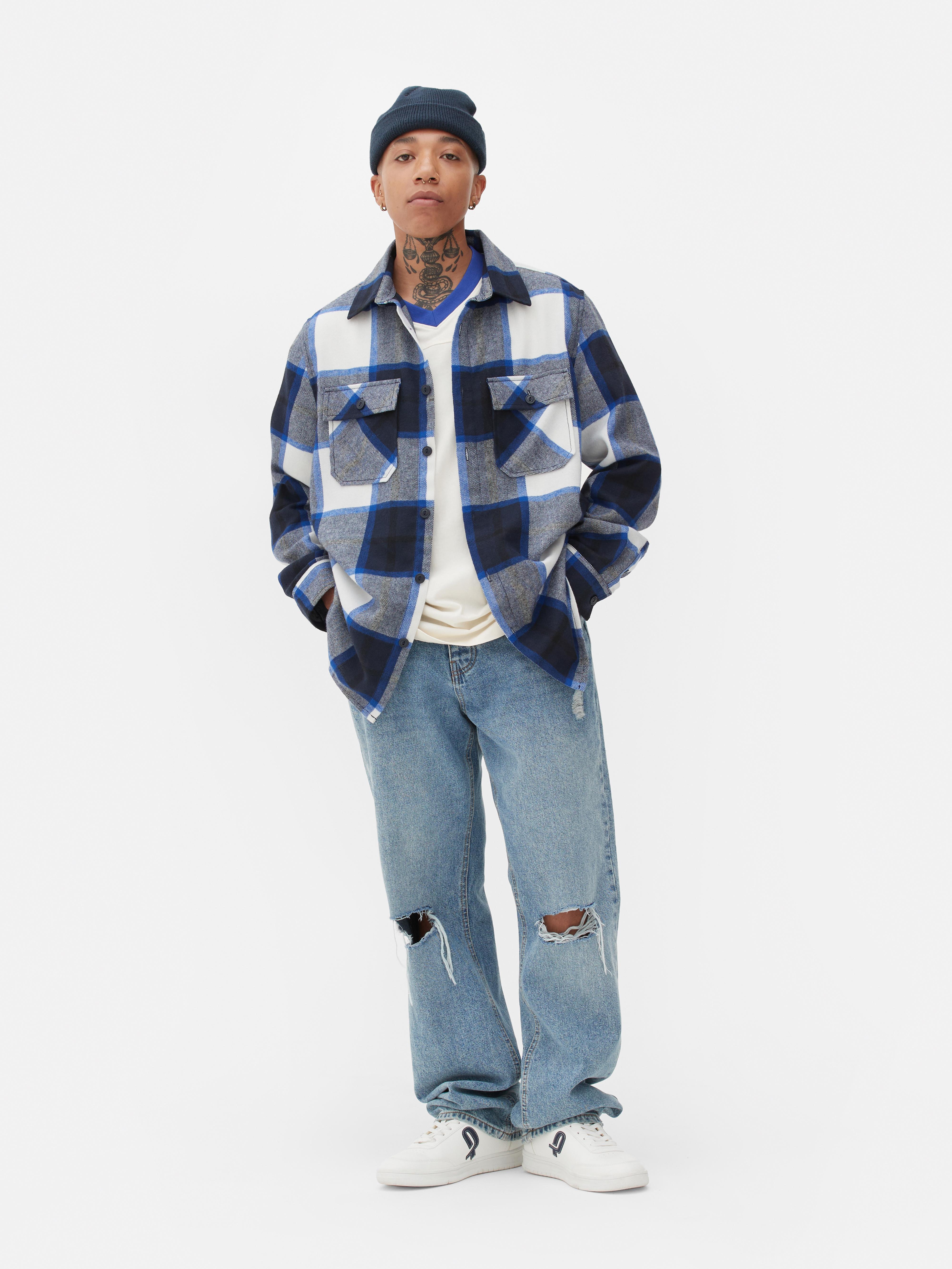 Checked Button-Down Overshirt