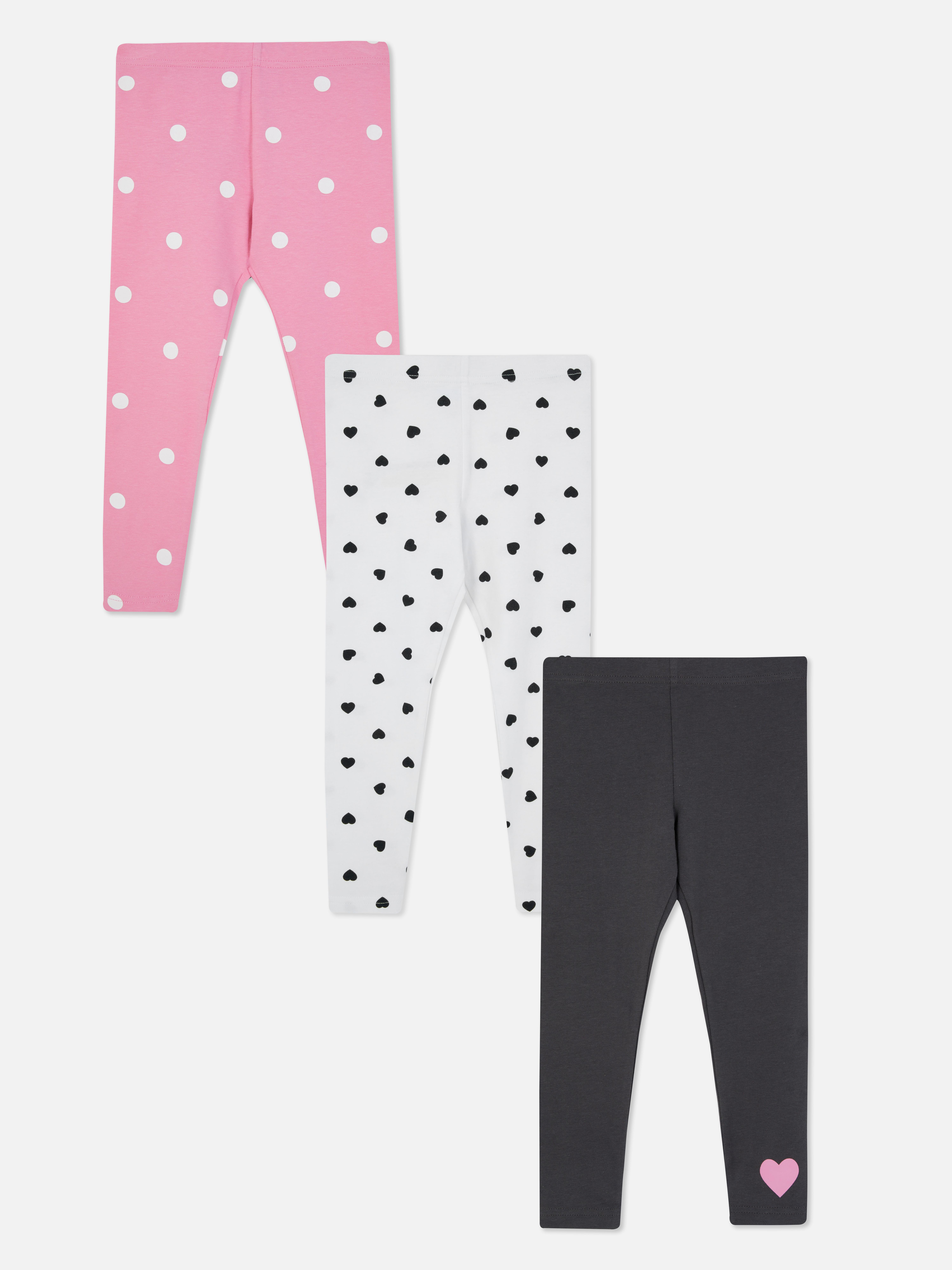 3pk Mixed Print Leggings White