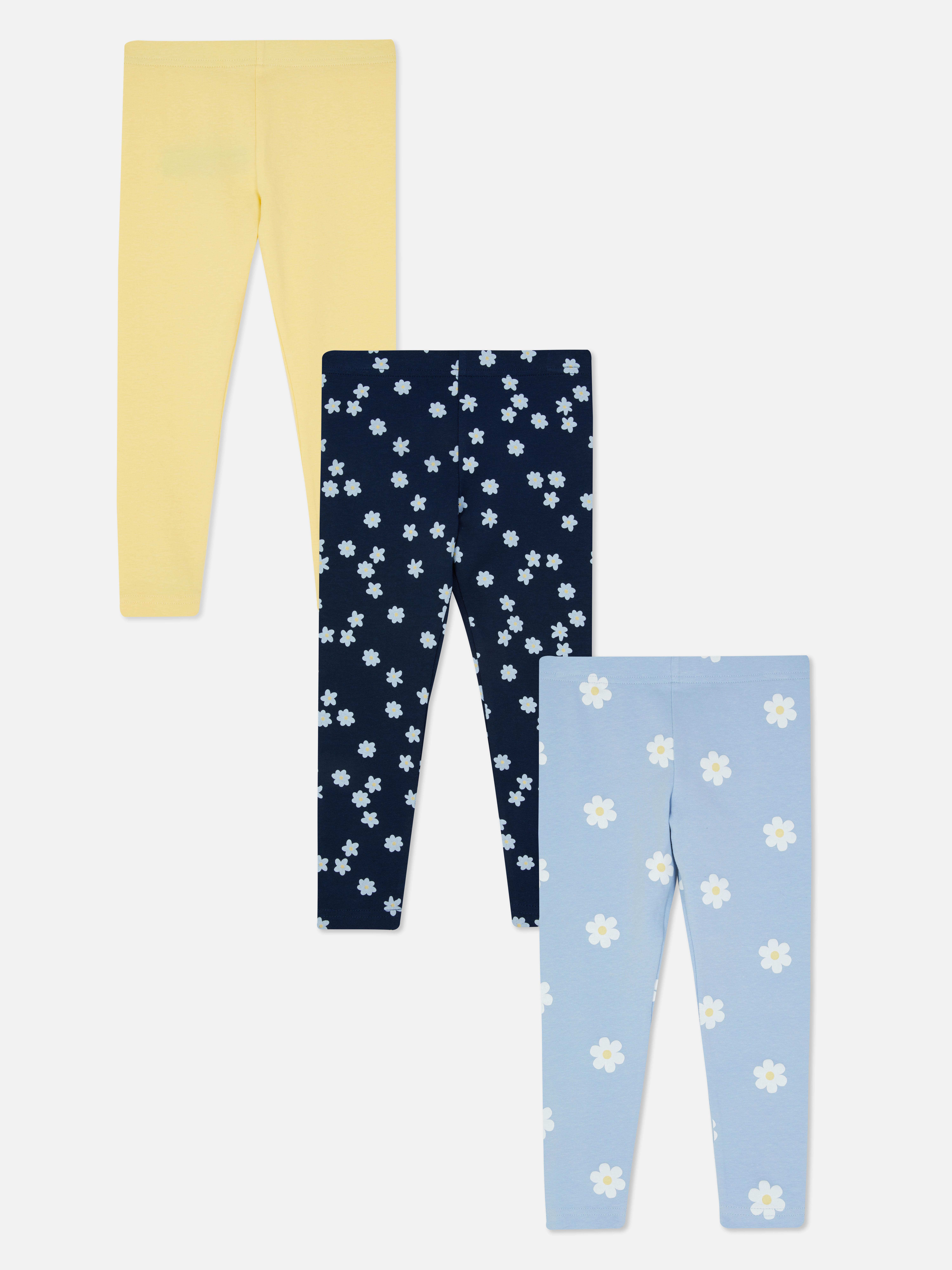 3 paia di leggings con stampa mista