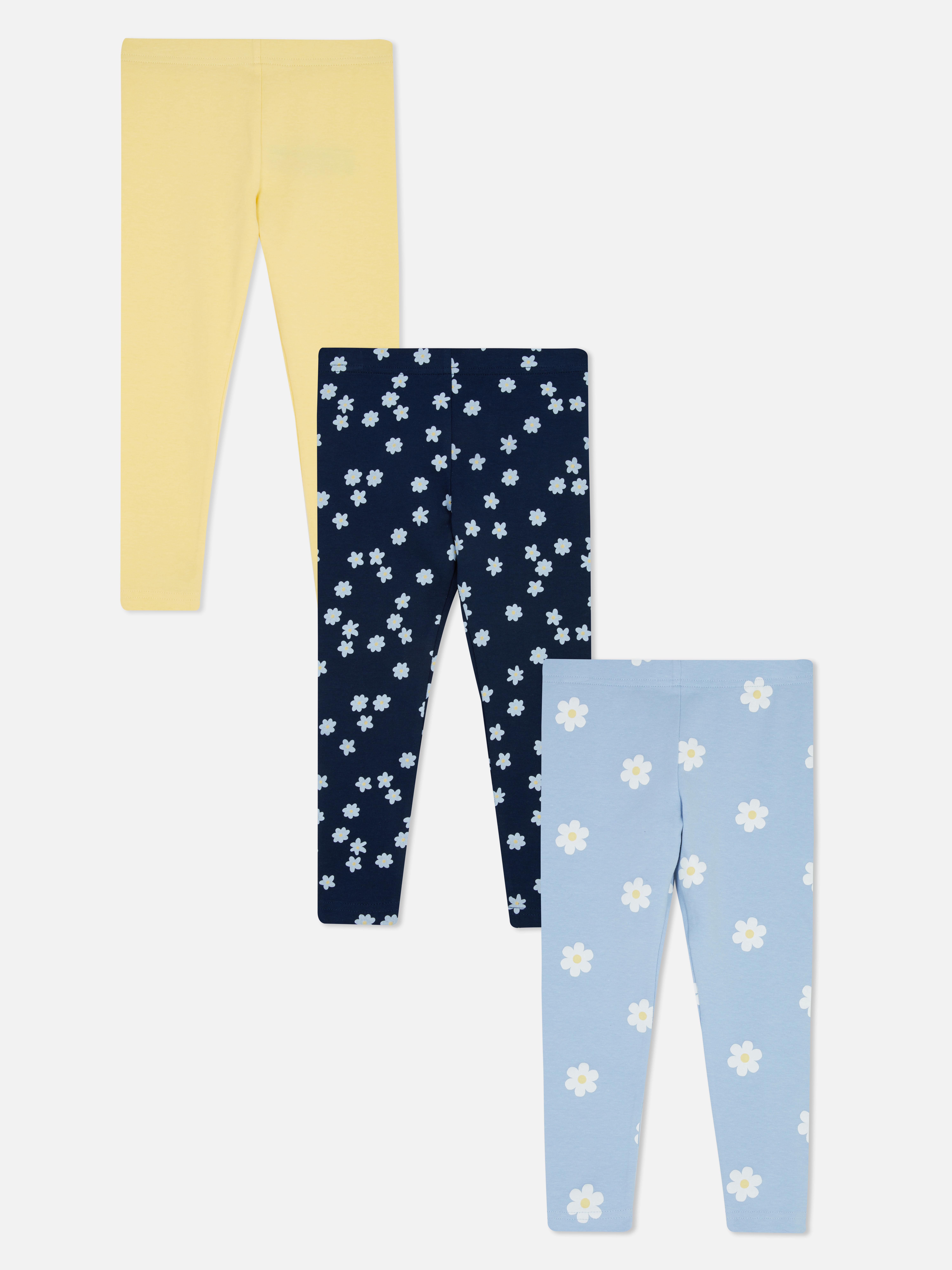3 paia di leggings con stampa mista
