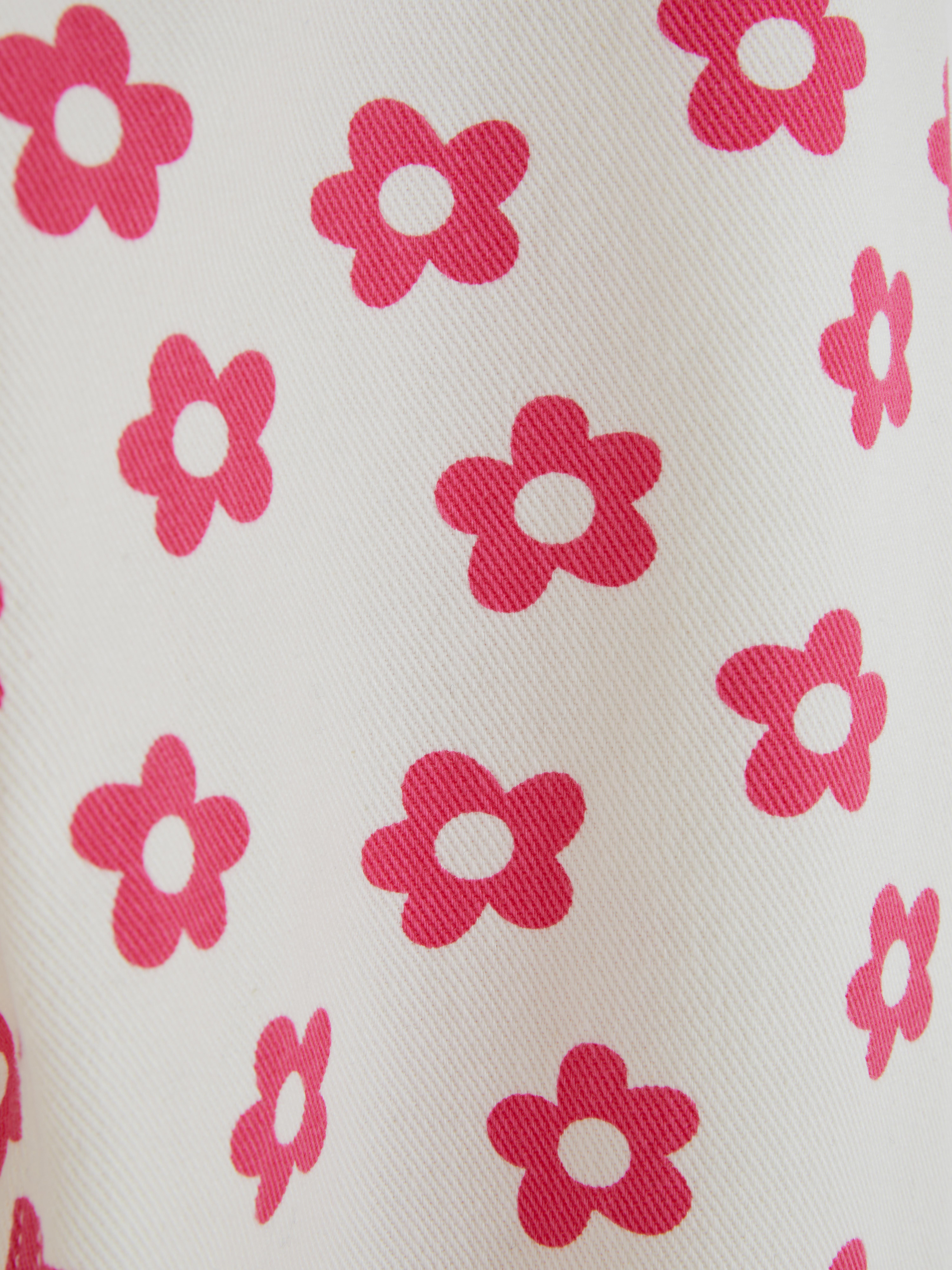 Wide Leg Flower Print Jeans