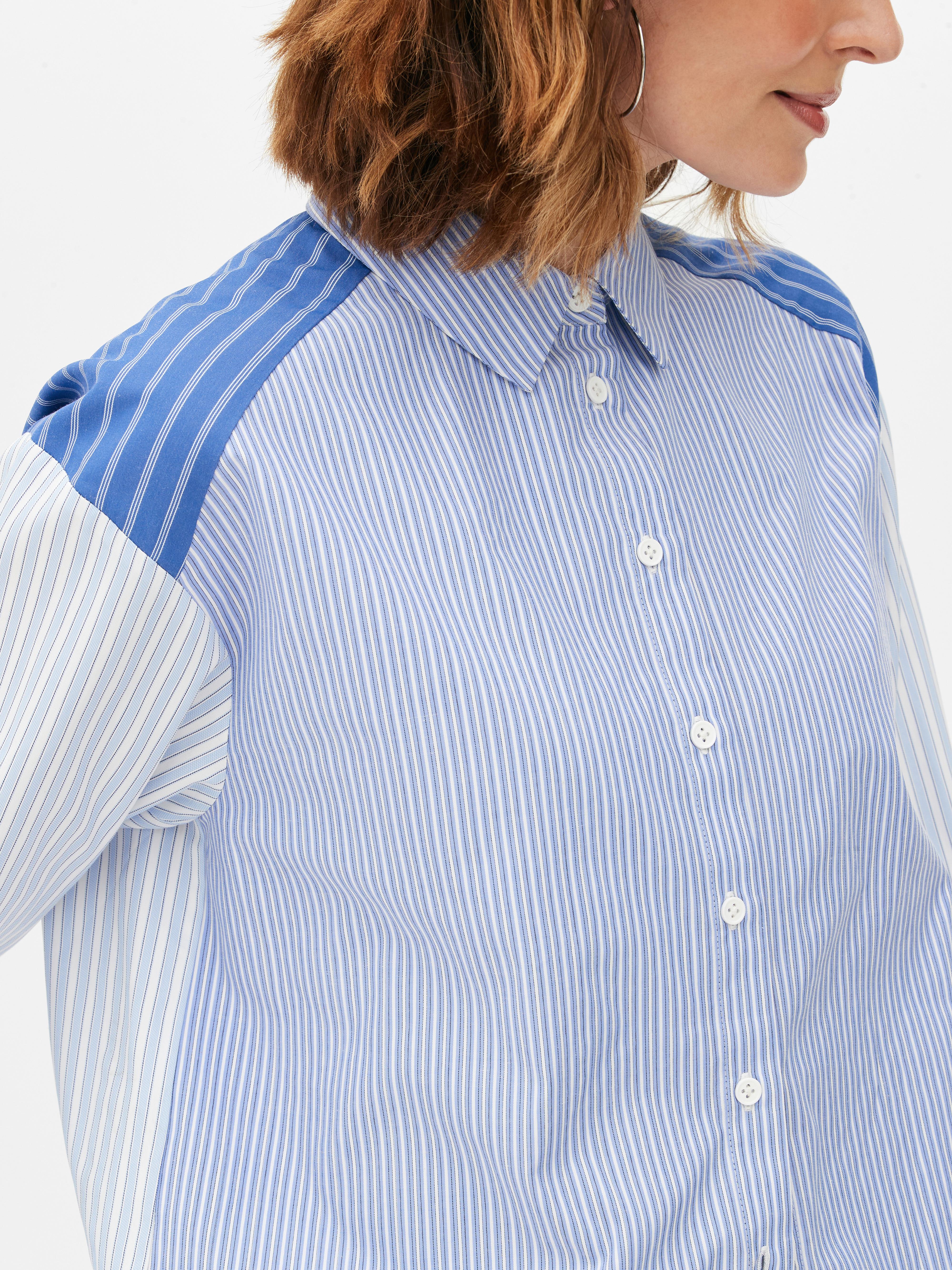 Long Sleeve Spliced Poplin Shirt